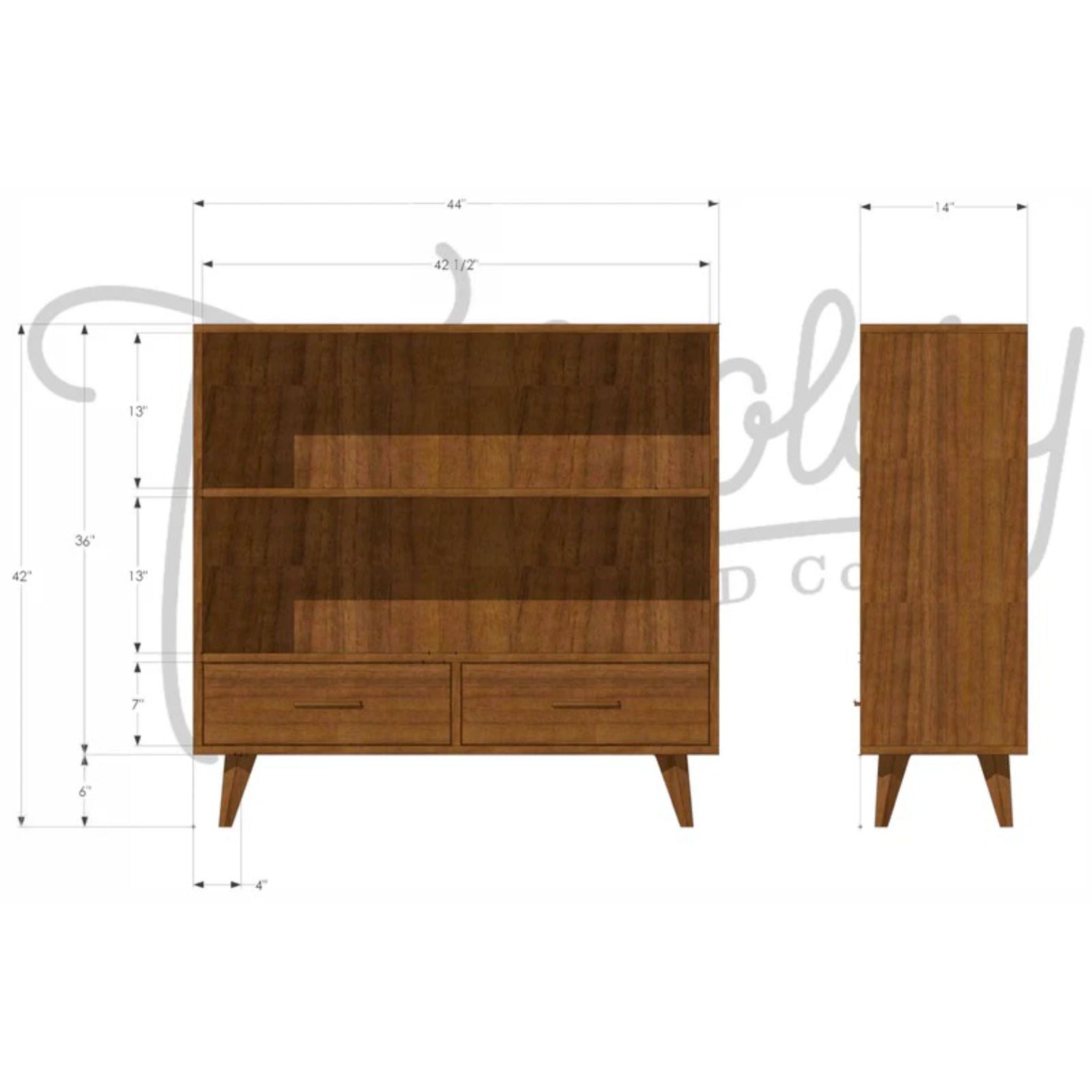 Halfstack Bookcase Double Wide BC39 Dimensions by Tomfoolery Wood Co