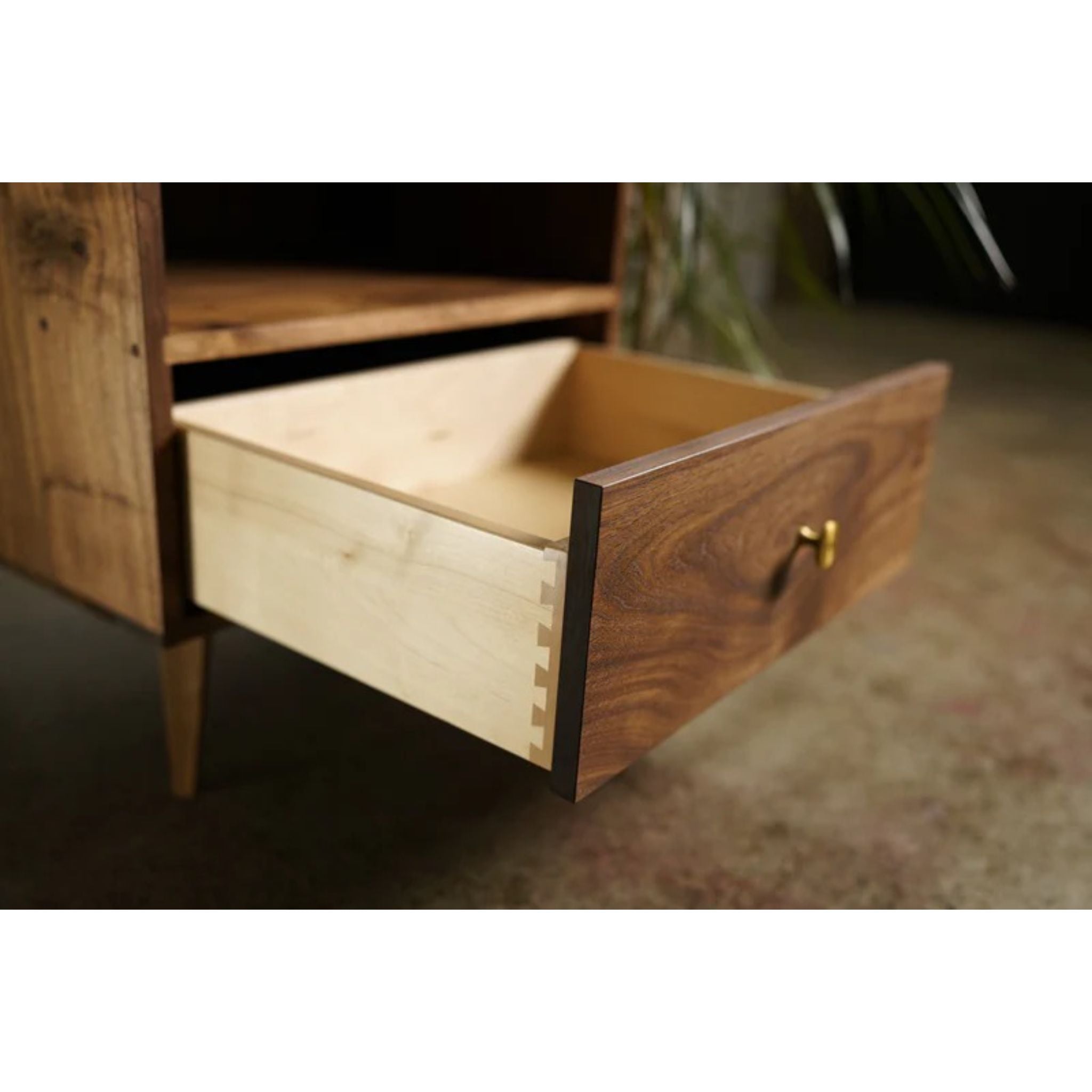 Halfstack Bookcase Lam Edition BC07 Opened Drawer View by Tomfoolery Wood Co