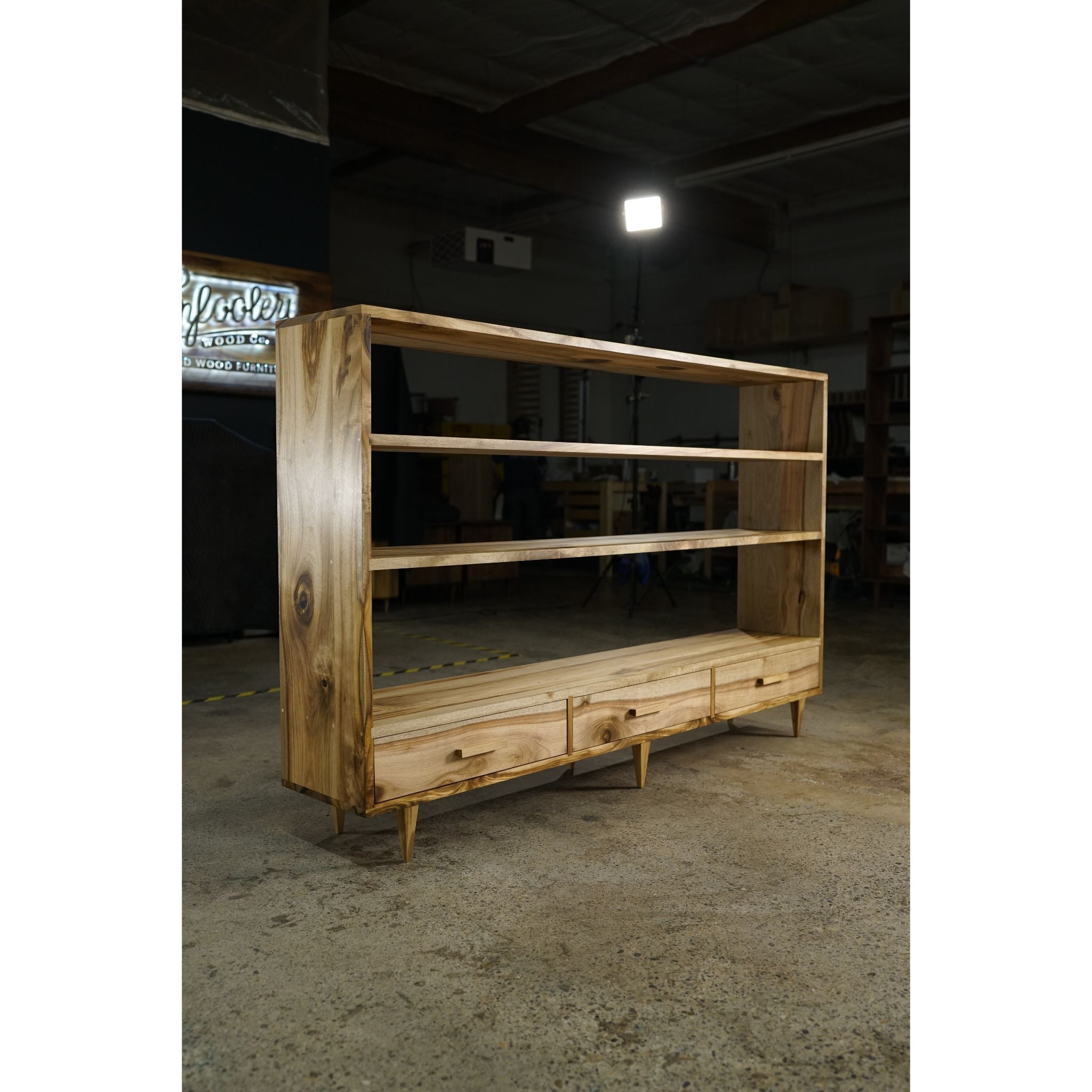 Halfstack Bookcase Triple Wide BC03 Full View by Tomfoolery Wood Co