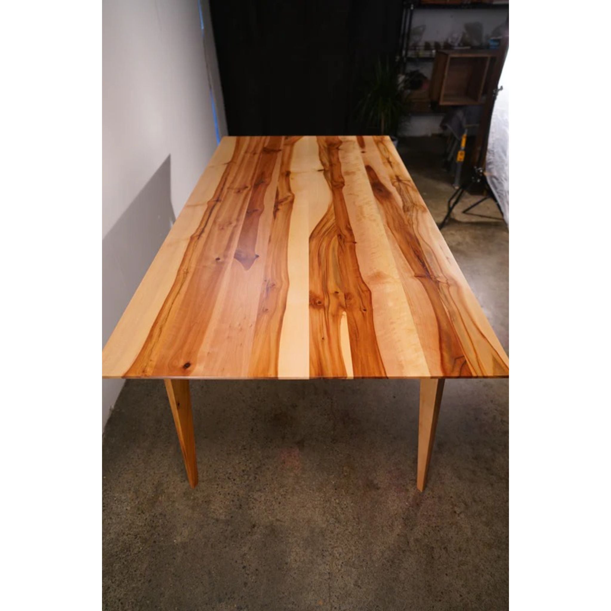 Harwala Dining Table 84 W TB14 Top Left Corner View by Tomfoolery Wood Co