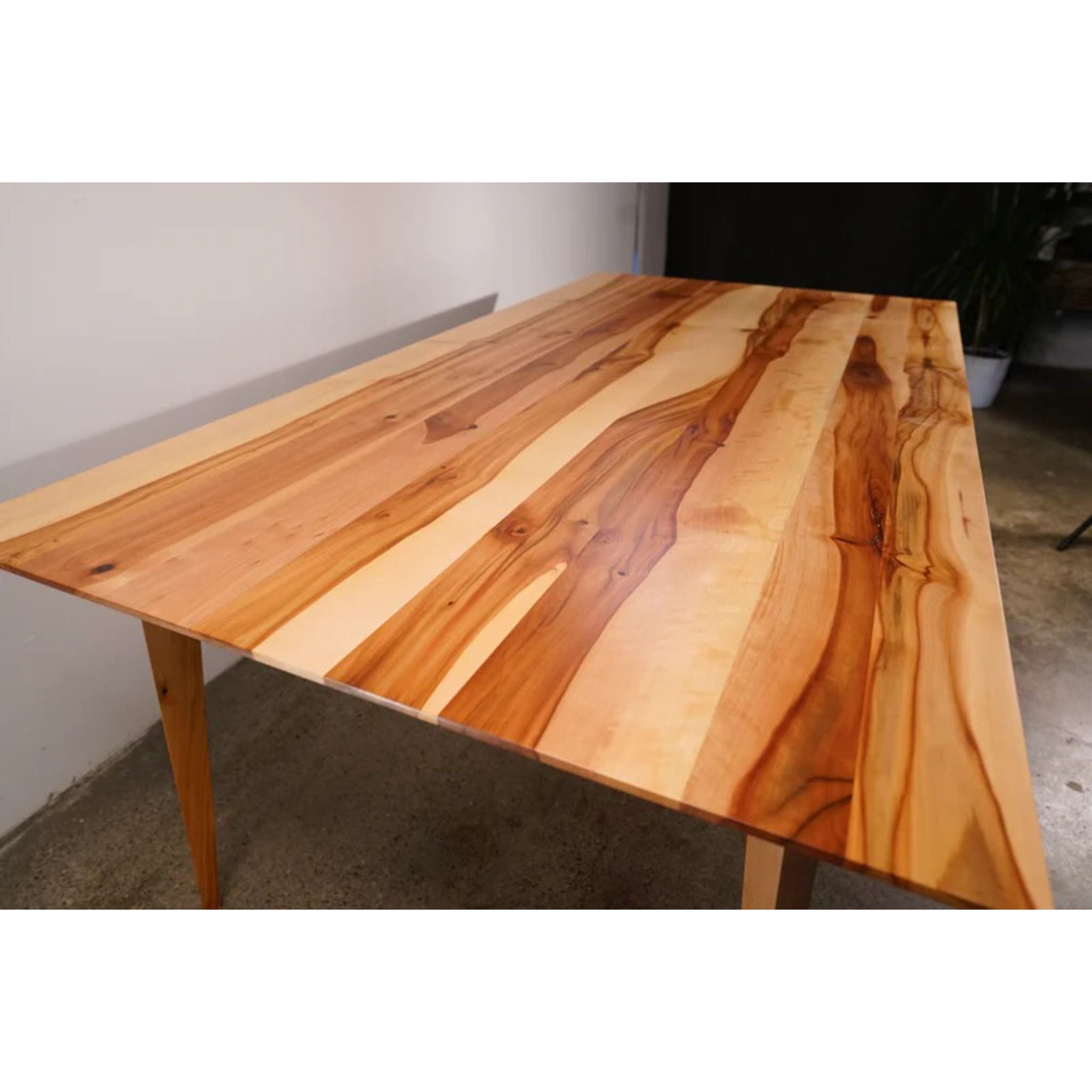 Harwala Dining Table 84 W TB14 Top Left Side View by Tomfoolery Wood Co