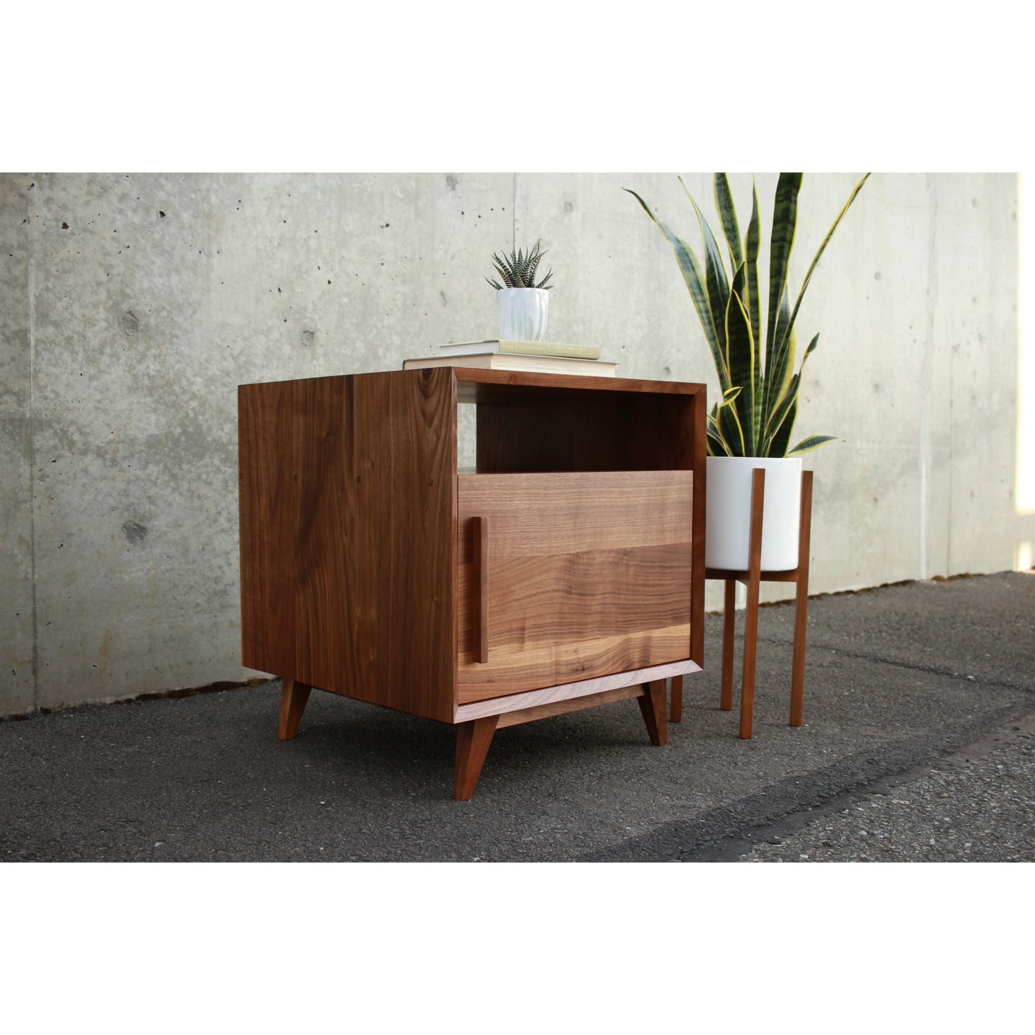 Hein Nightstand End Table ET10 Left Front View by Tomfoolery Wood Co