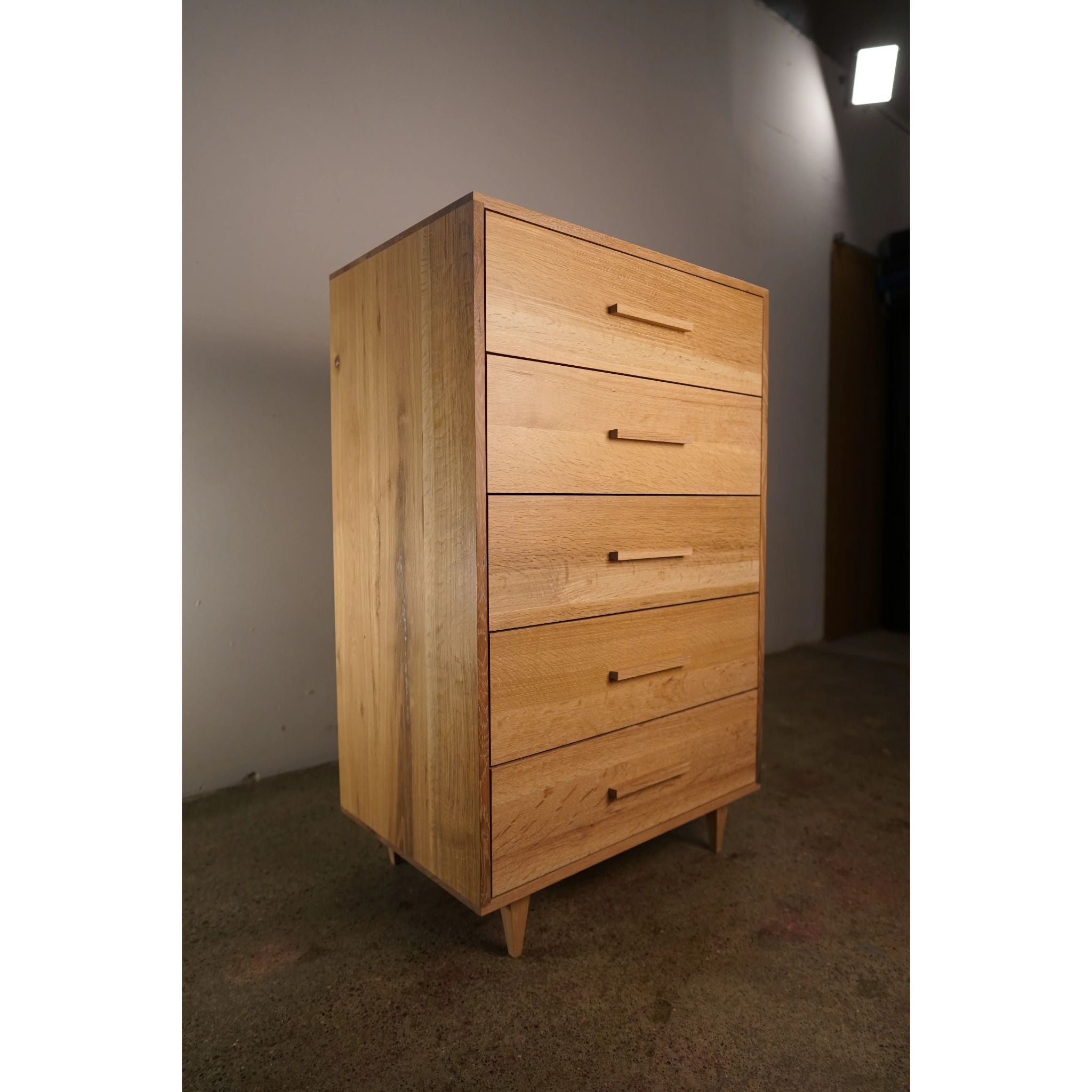 Highboy Dresser 5 Drawer (ALT1) DR07 Side View by Tomfoolery Wood Co
