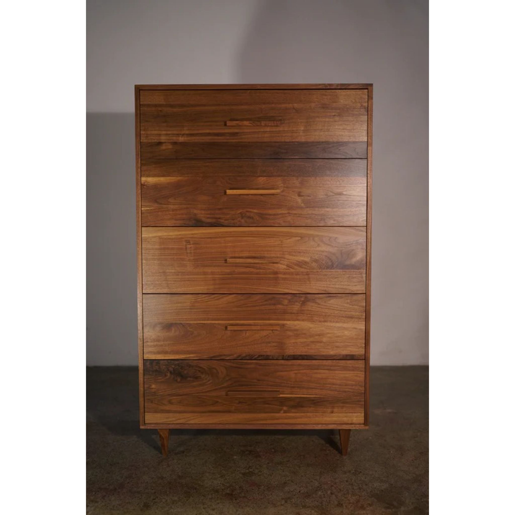 Highboy Dresser 5 Drawer DR02 Full Front View by Tomfoolery Wood Co