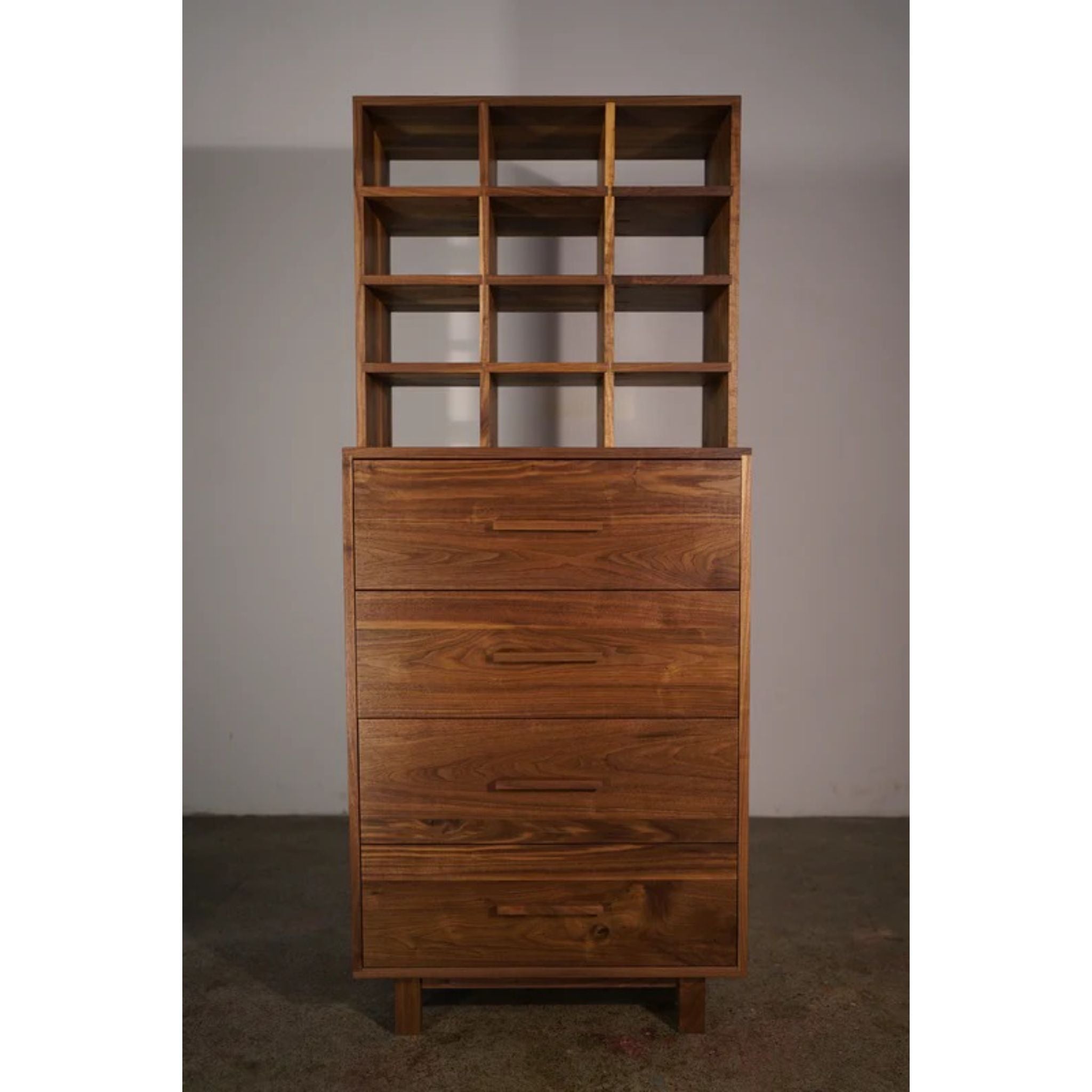 Highboy Dresser Shoe Storage DR05 Front View by Tomfoolery Wood Co 
