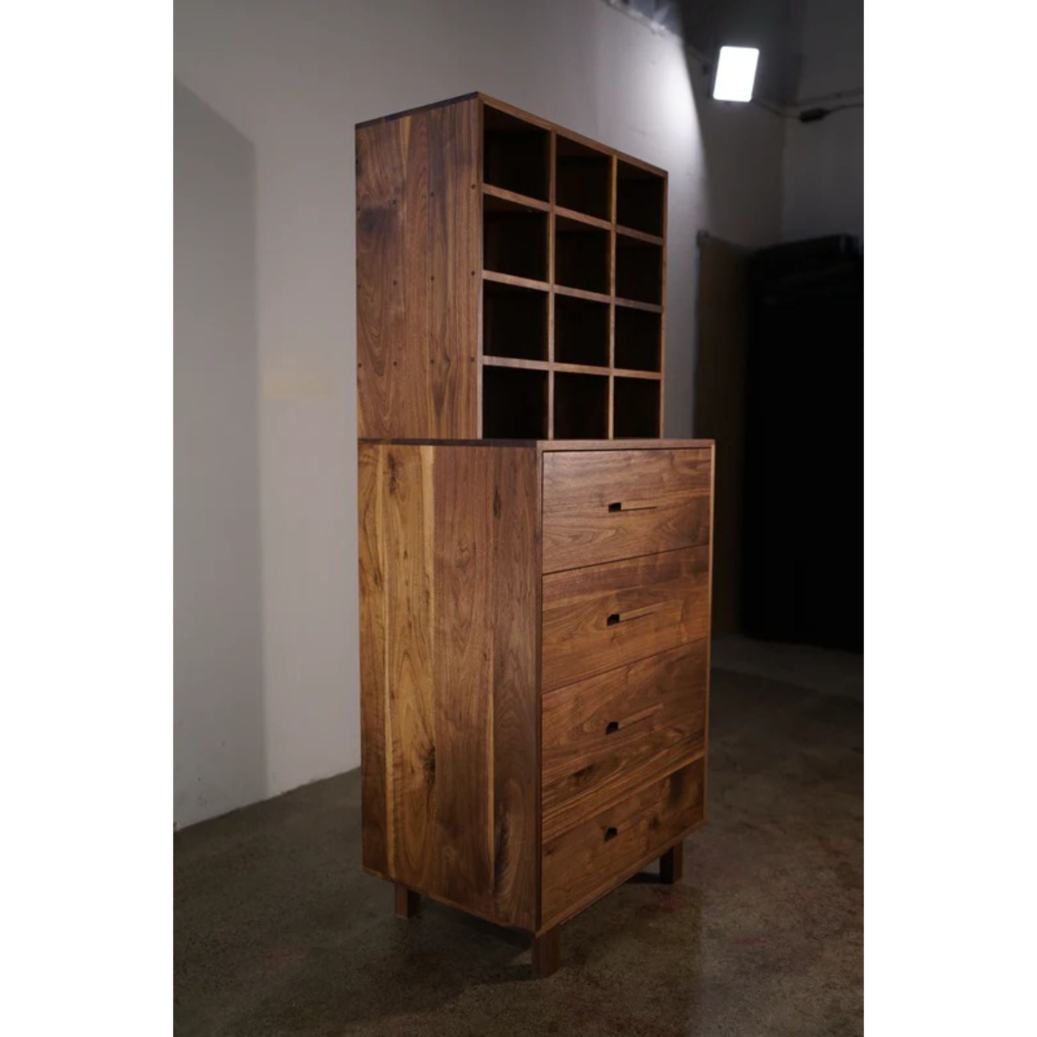 Highboy Dresser Shoe Storage DR05 Left Side View by Tomfoolery Wood Co 