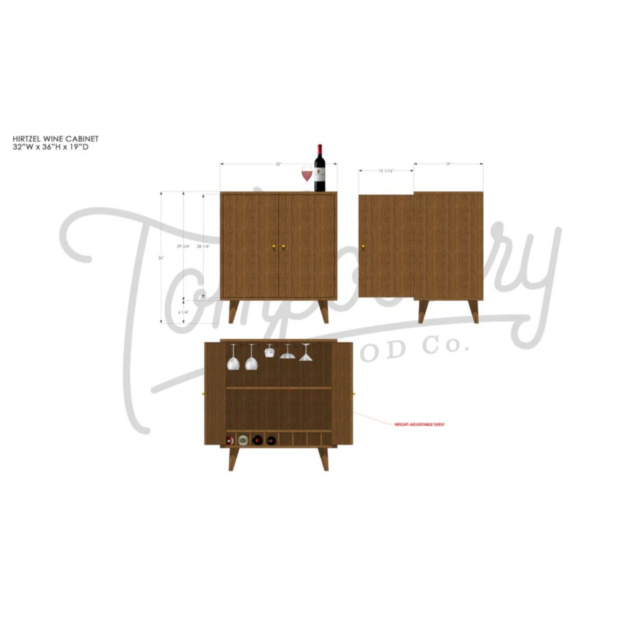 Hirtzel Bar Cabinet BR06 Dimensions by Tomfoolery Wood Co