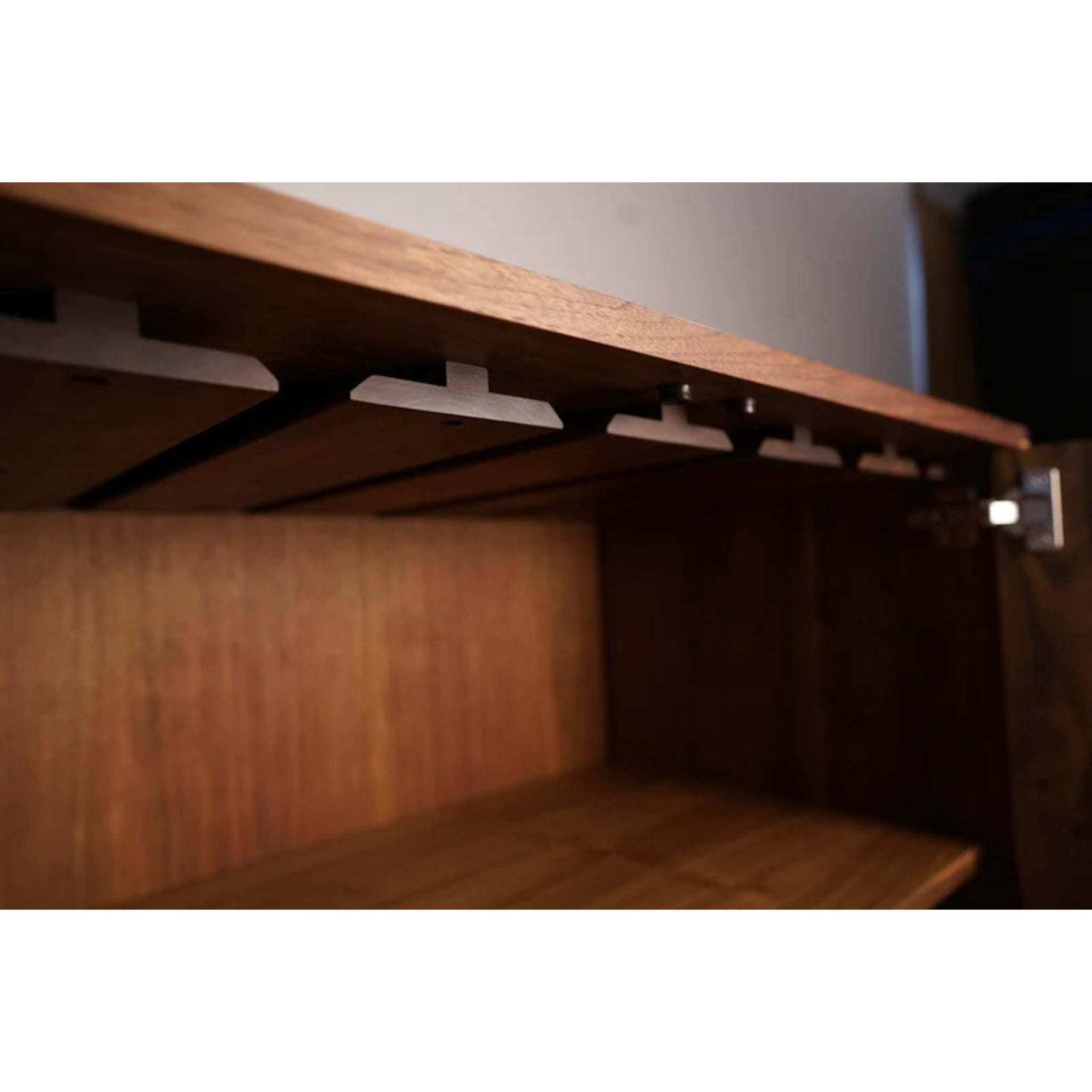 Hirtzel Bar Cabinet BR06 Inner Side Closeup View by Tomfoolery Wood Co