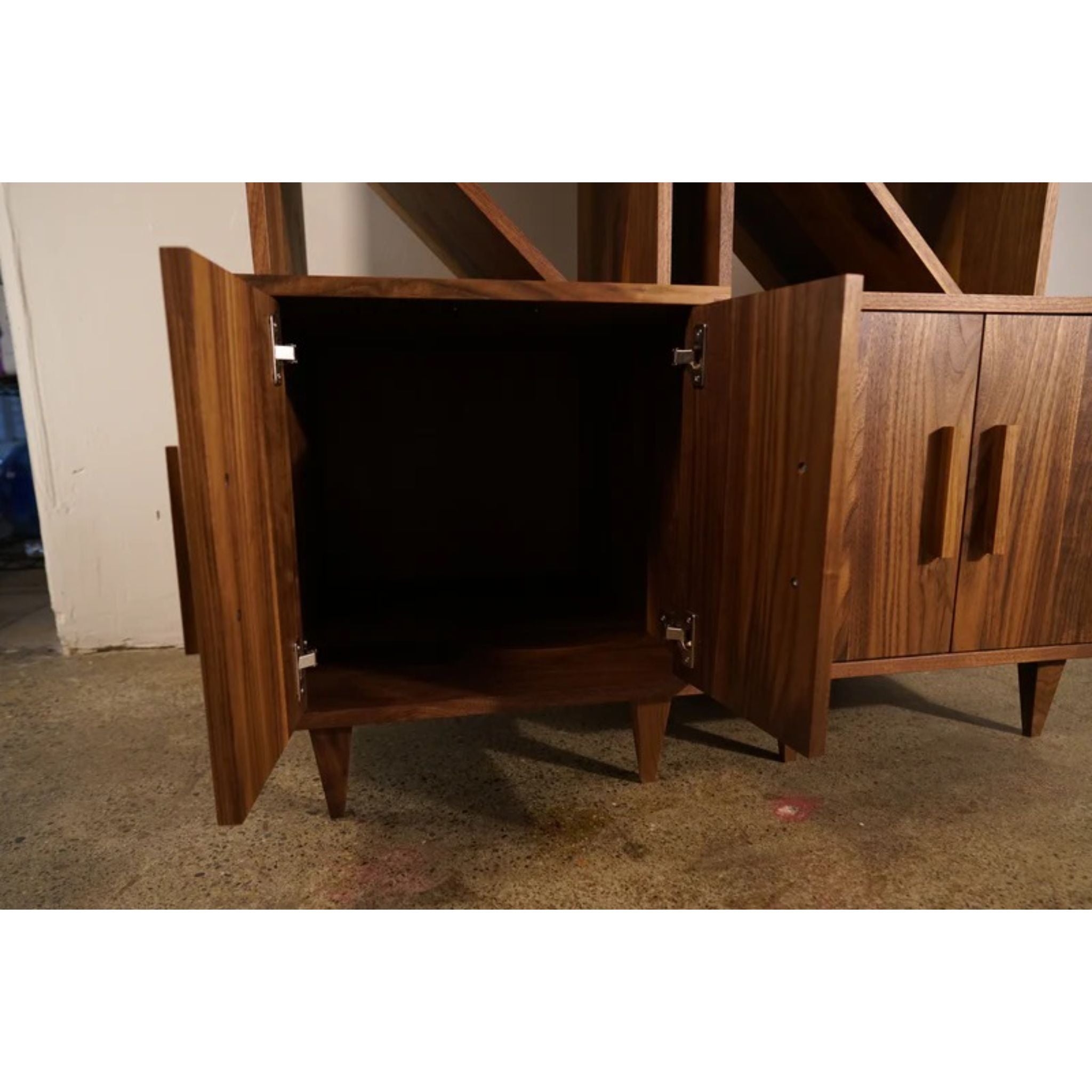 Jamieson Wine Tower BR04 Opened Doors View by Tomfoolery Wood Co