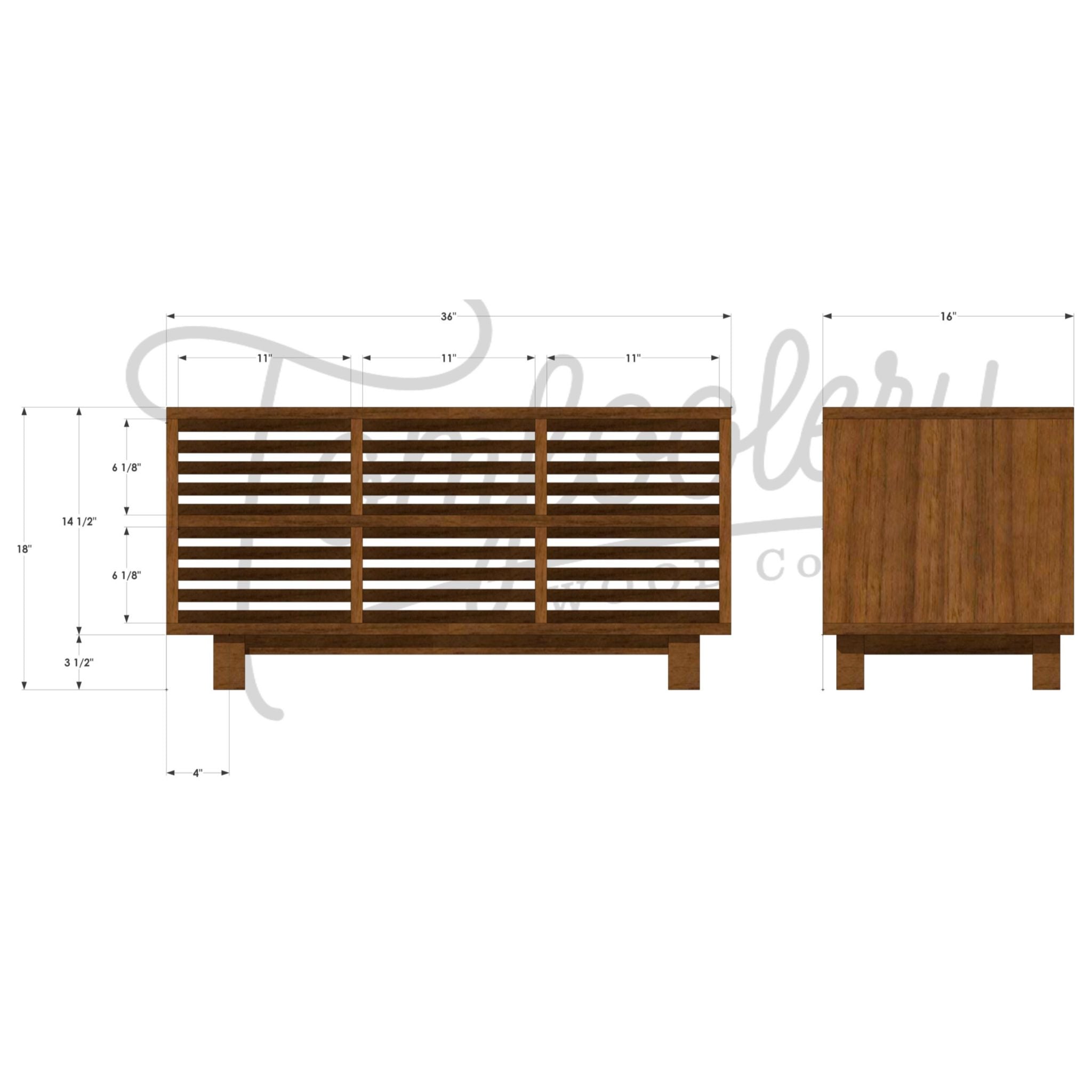 Joaquin Storage Bench  36 W BN03 Dimensions by Tomfoolery Wood Co