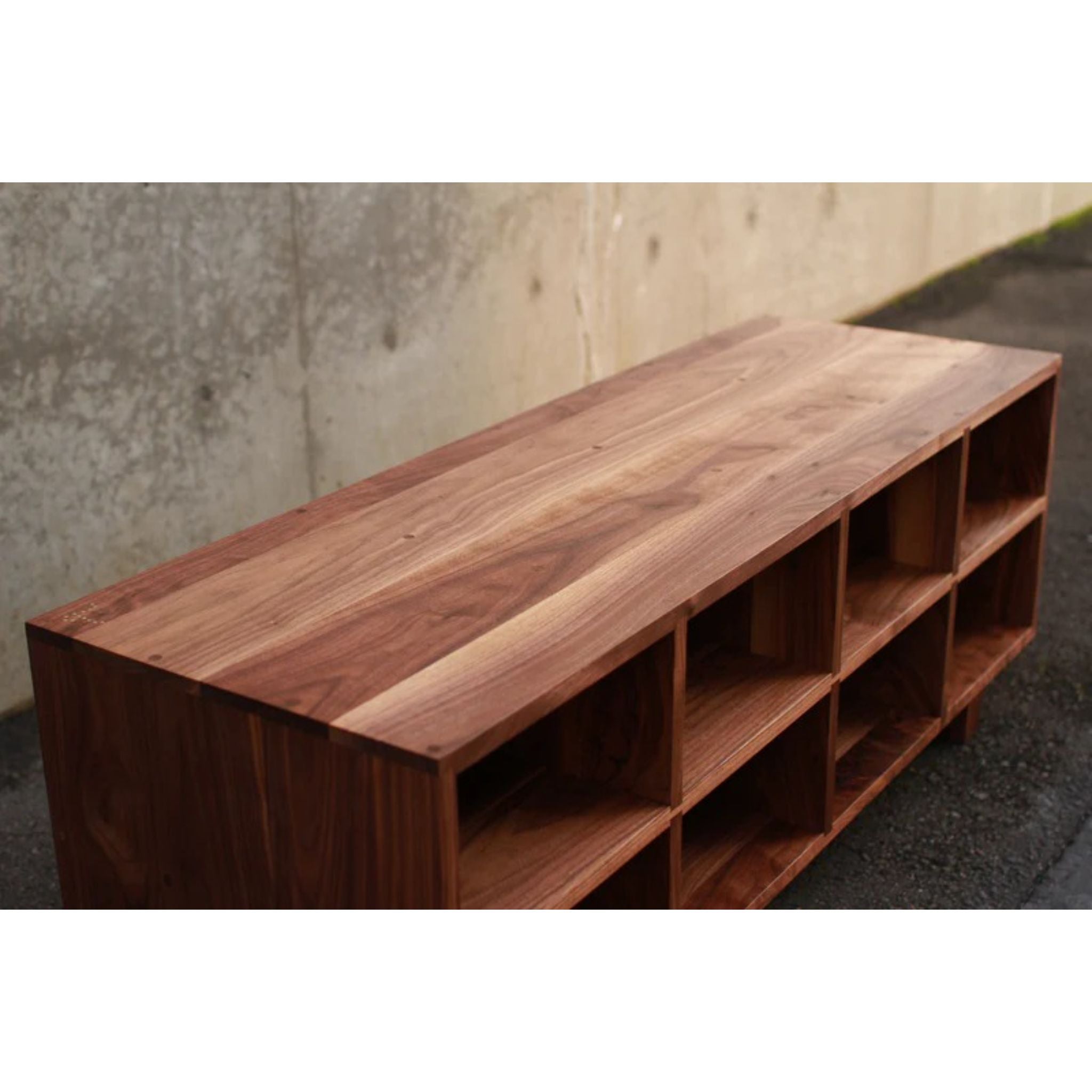Joaquin Storage Bench 48 Wide BN16 Top Side View by Tomfoolery Wood Co