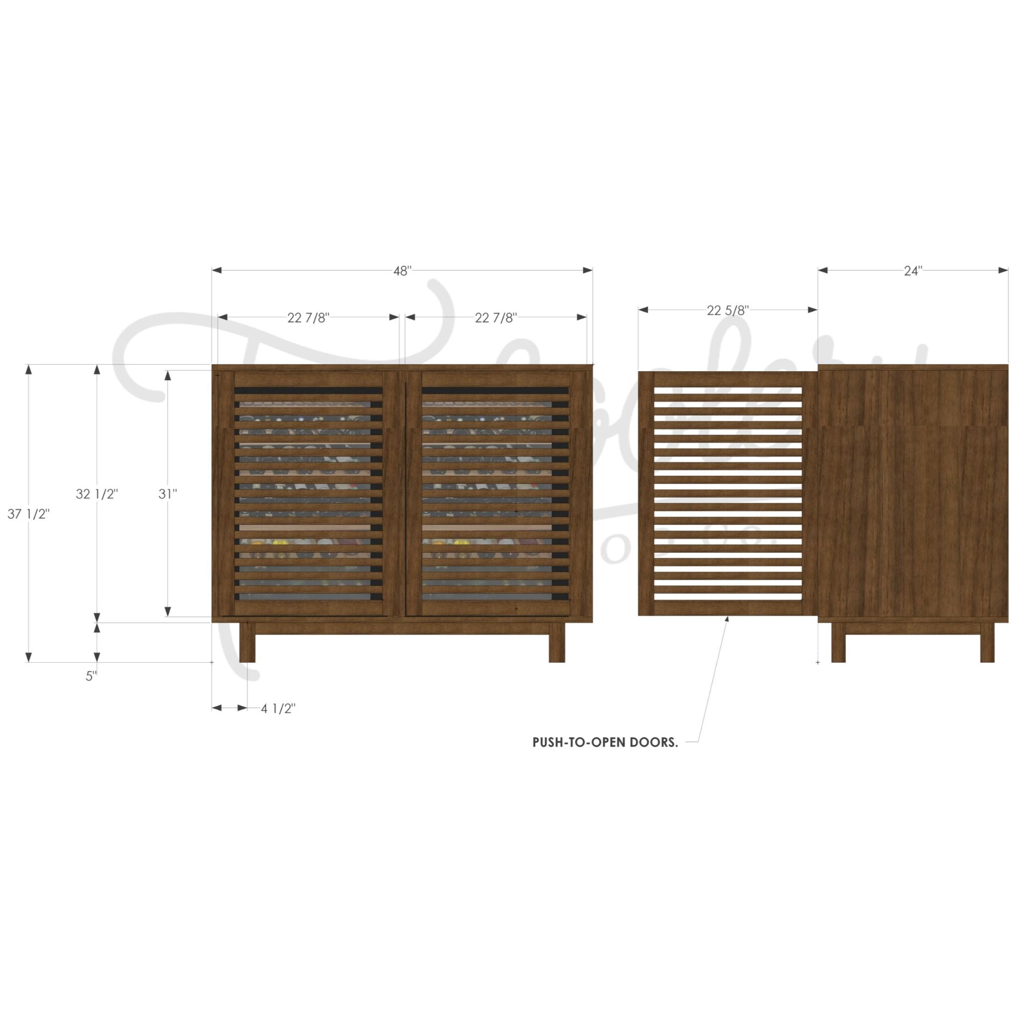 Kavanaugh Wine Bar No Drawers BR01 Dimensions by Tomfoolery Wood Co