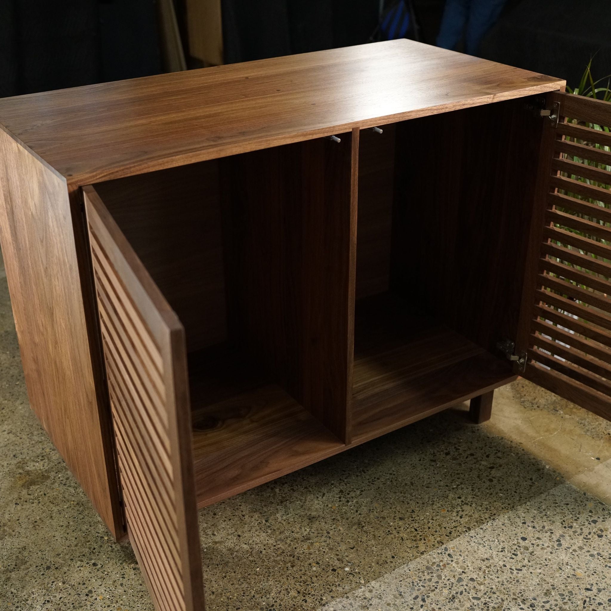 Kavanaugh Wine Bar No Drawers BR01 Opened Doors View by Tomfoolery Wood Co