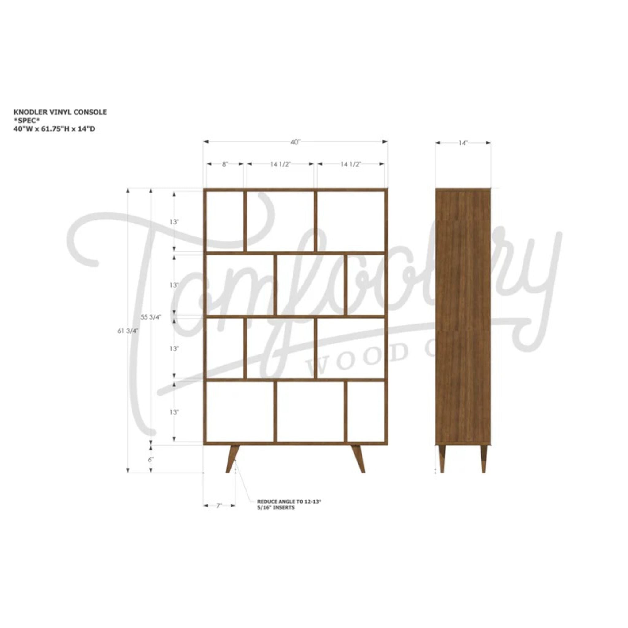 Knodler Vinyl Console CN92 Dimensions by Tomfoolery Wood Co