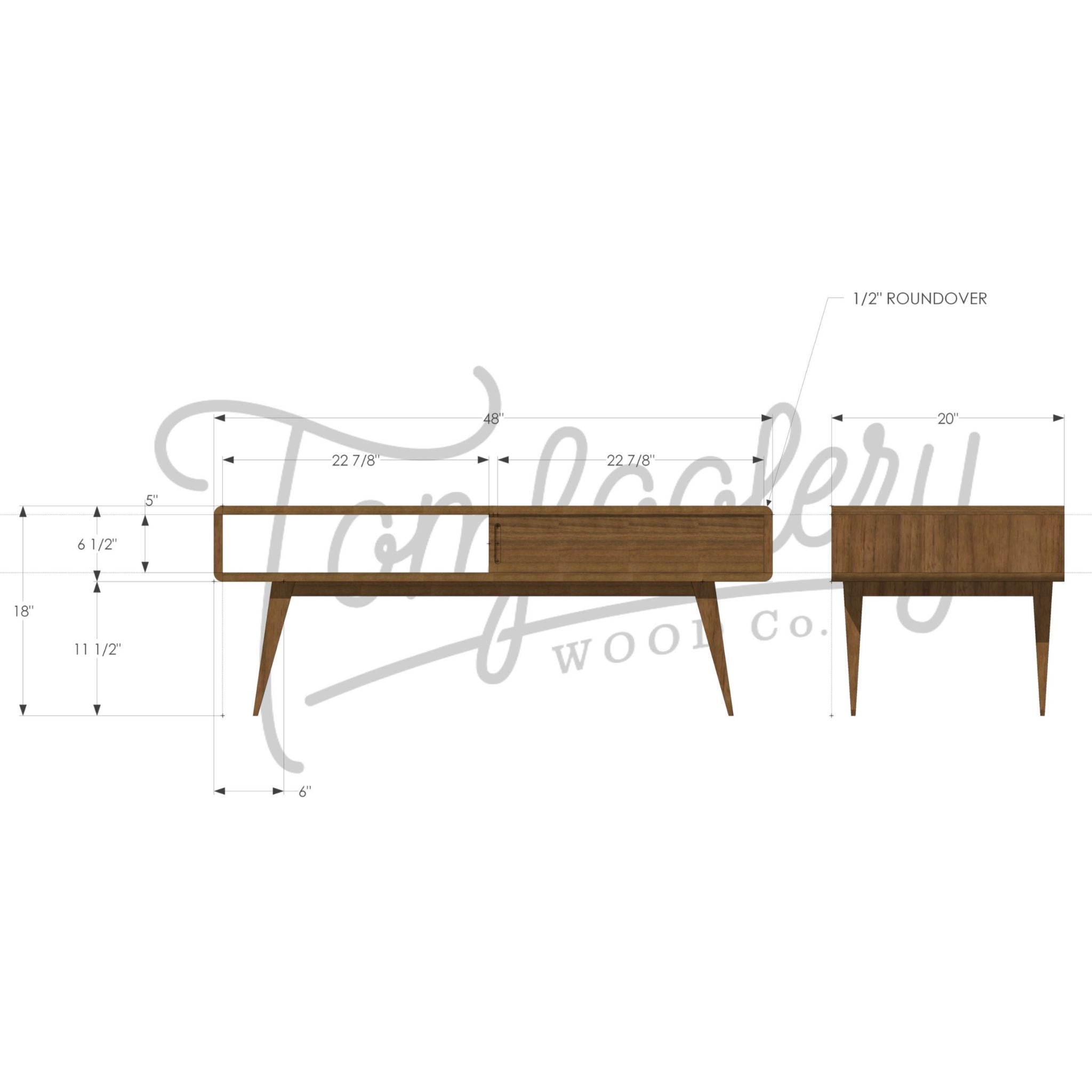 Legard Coffee Table Sliding Doors TB09 Dimensions by Tomfoolery Wood Co
