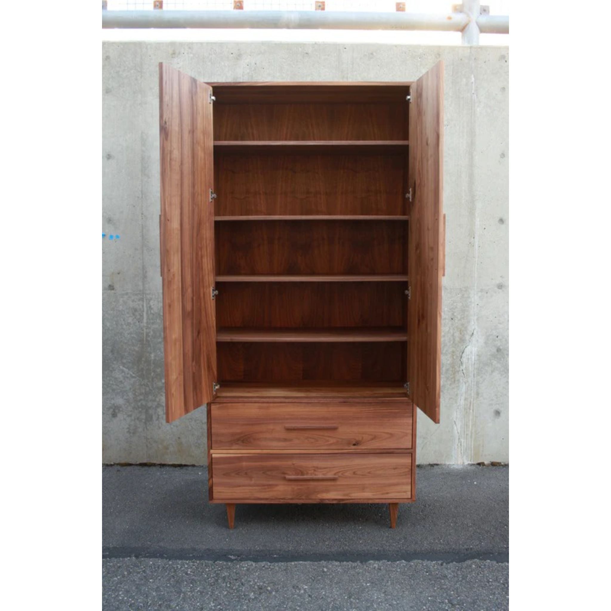Lenti Armoire AR01 Front Opened Doors View by Tomfoolery Wood Co