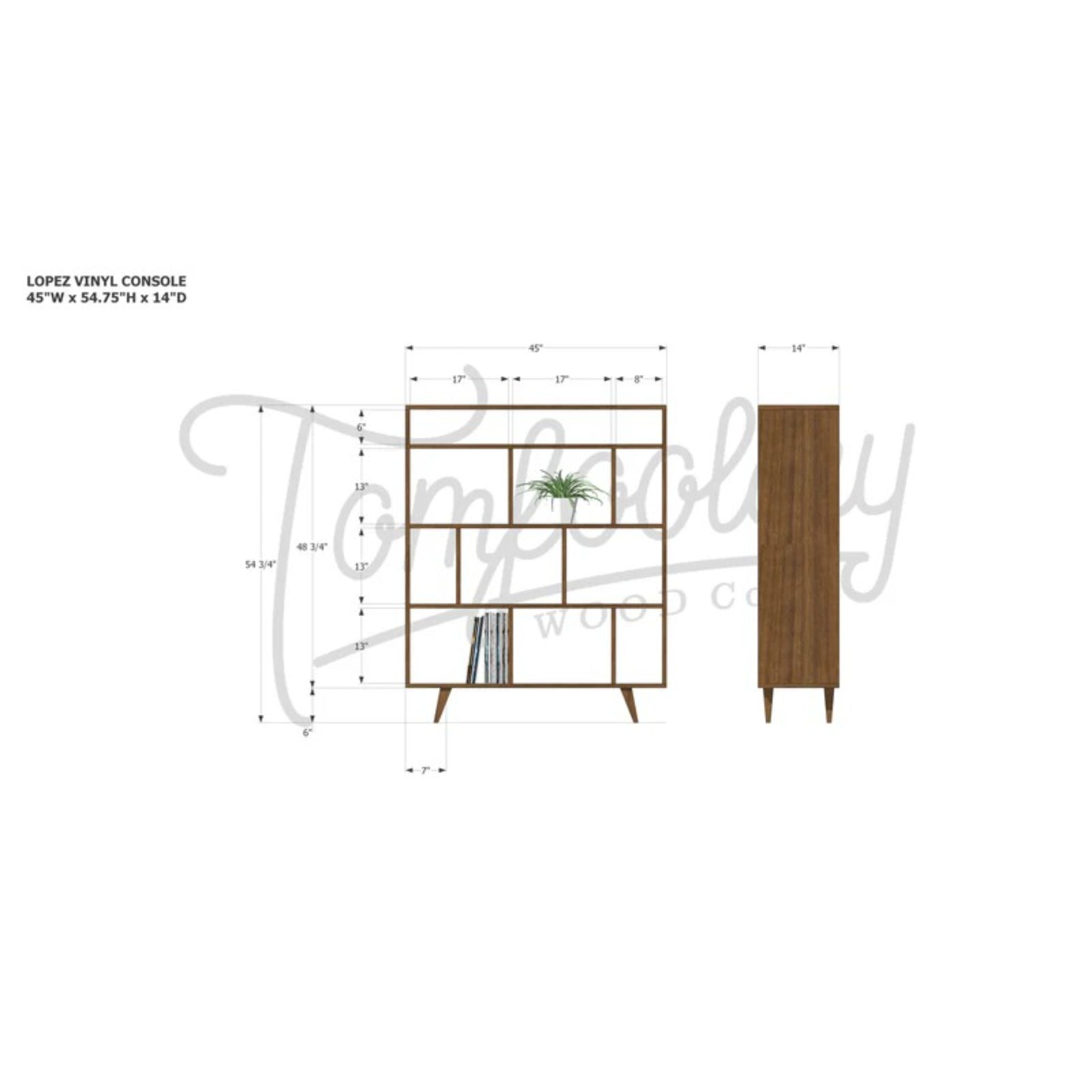 Lopez Vinyl Console CN94 Dimensions by Tomfoolery Wood Co