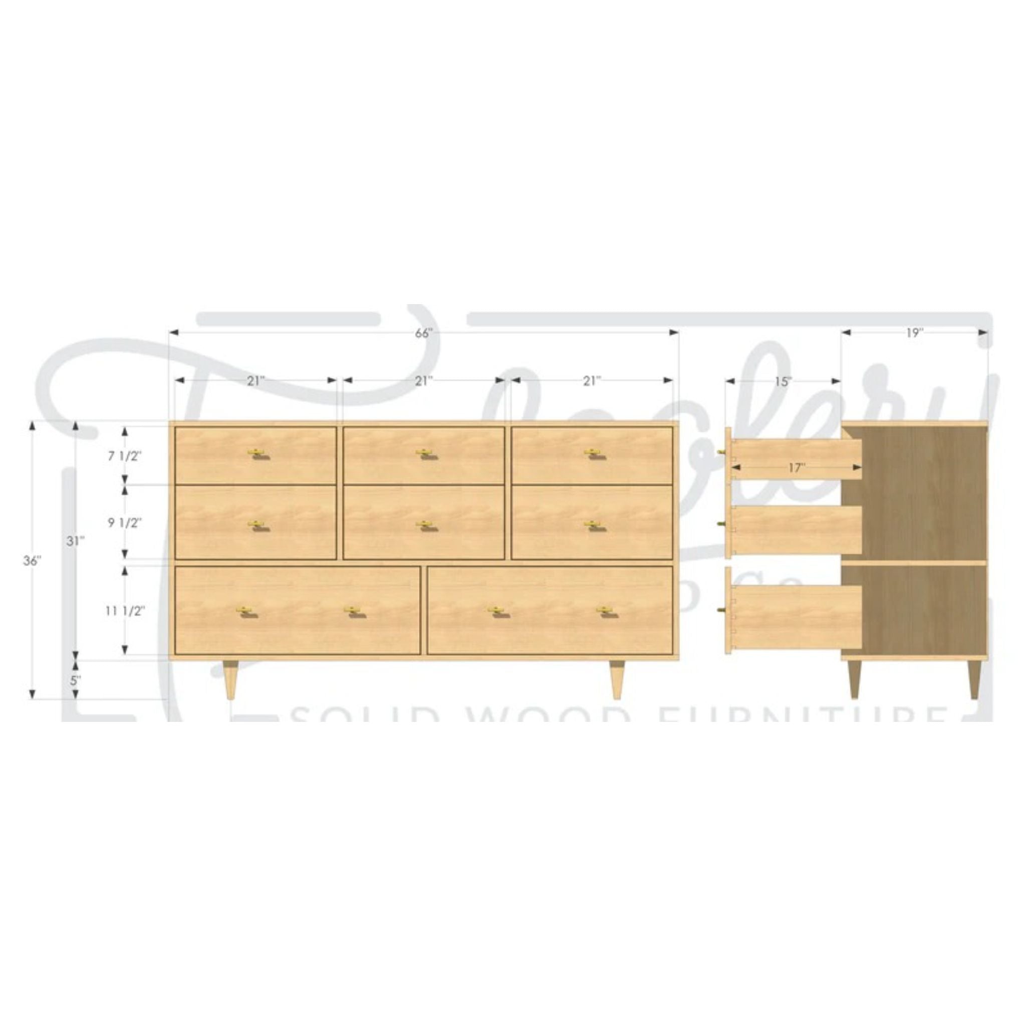 Master Lowboy Dresser 8 Drawer DR03  Dimensions by Tomfoolery Wood Co
