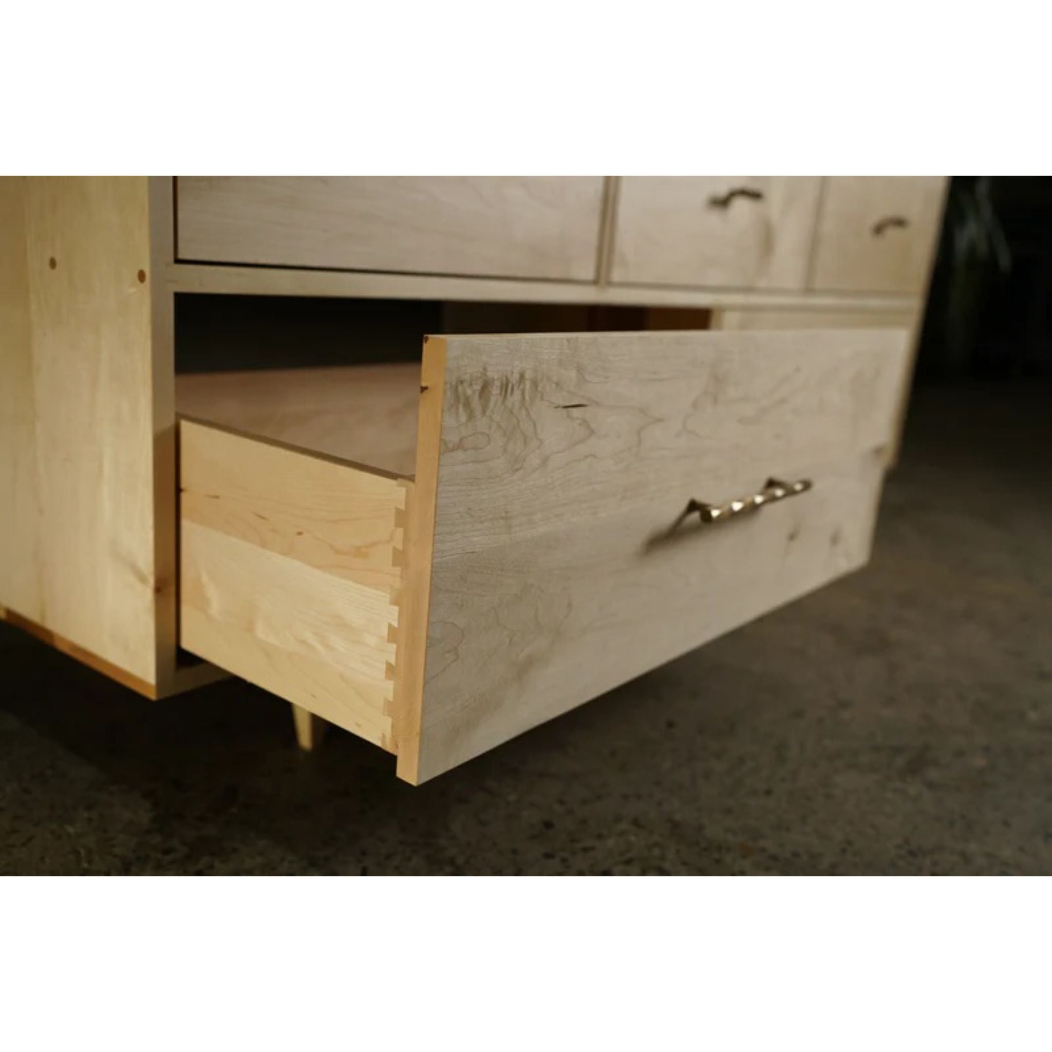 Master Lowboy Dresser 8 Drawer DR03 Lower Opened Drawer View by Tomfoolery Wood Co
