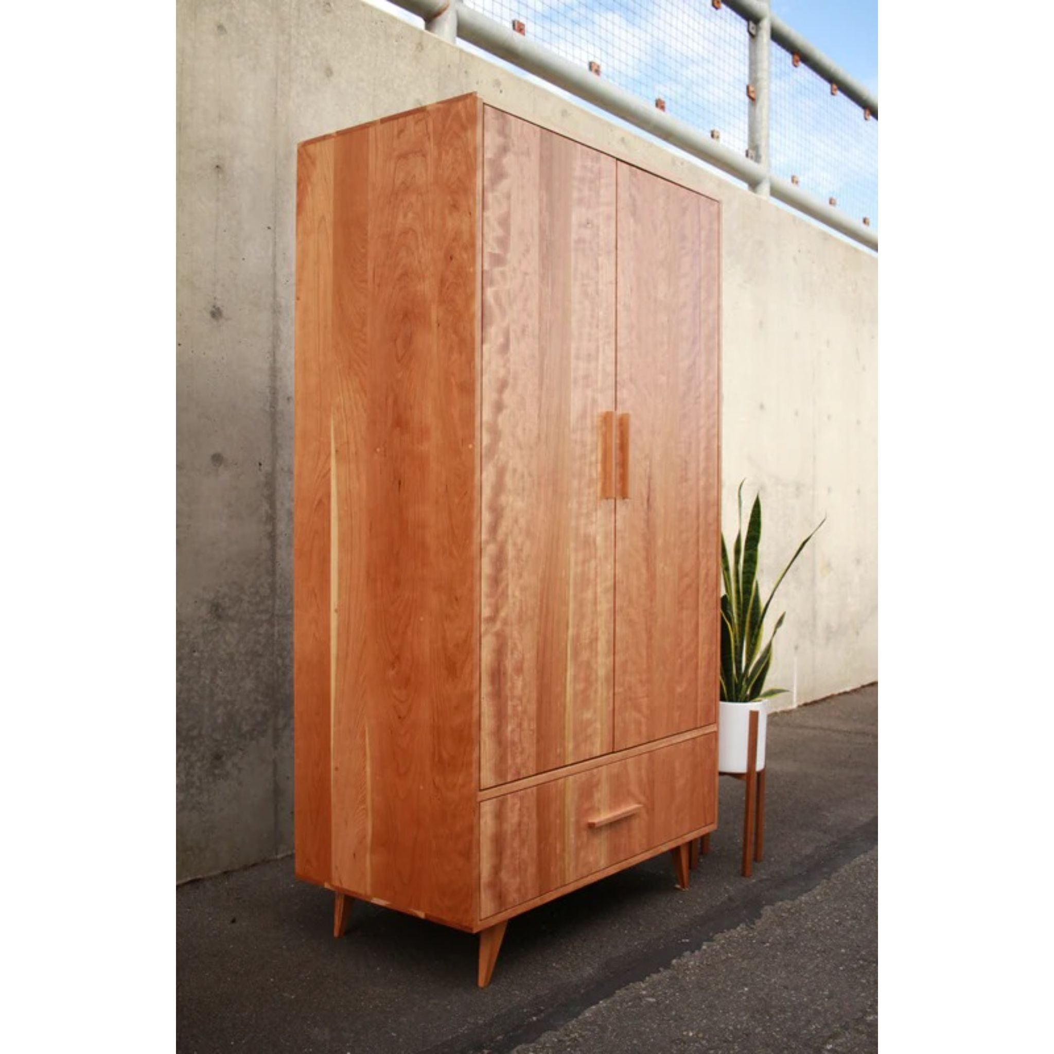 Modern Armoire AR02 Left Side View by Tomfoolery Wood Co