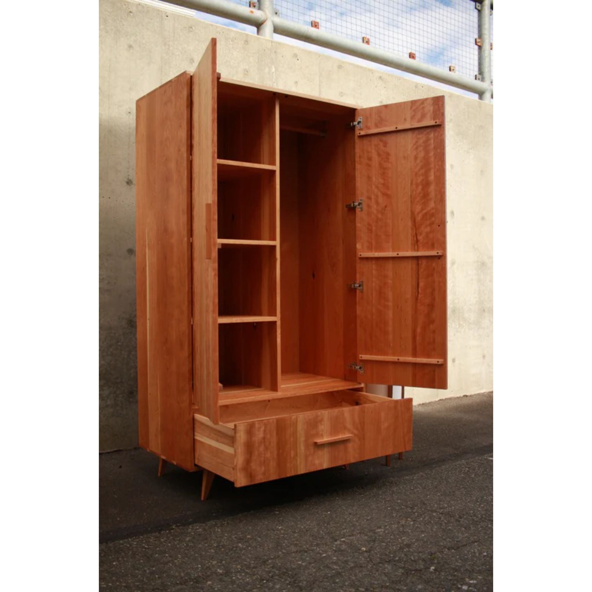 Modern Armoire AR02 Opened Doors View by Tomfoolery Wood Co