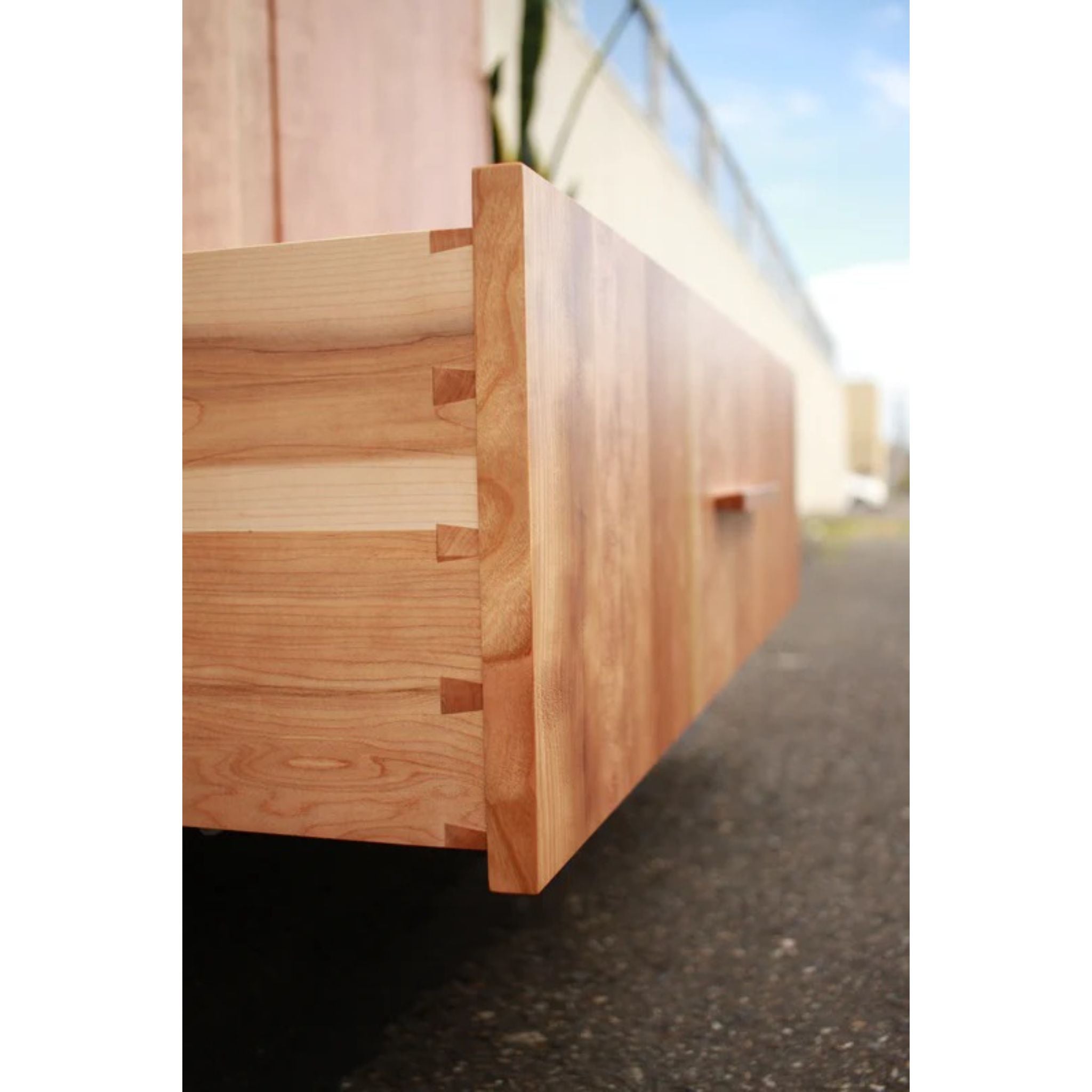 Modern Armoire AR02 Opened Drawer Closeup View by Tomfoolery Wood Co