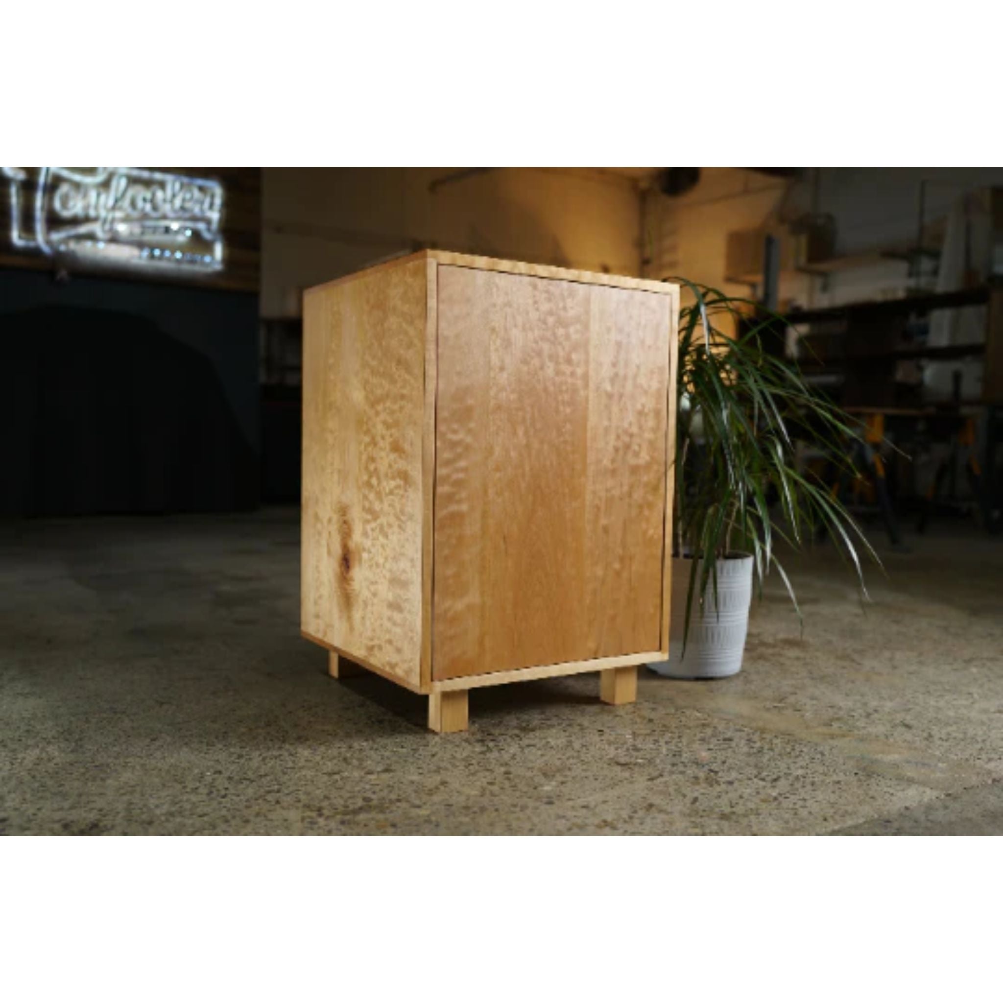 Modern Printer Cabinet CB14 Front Side View by Tomfoolery Wood Co