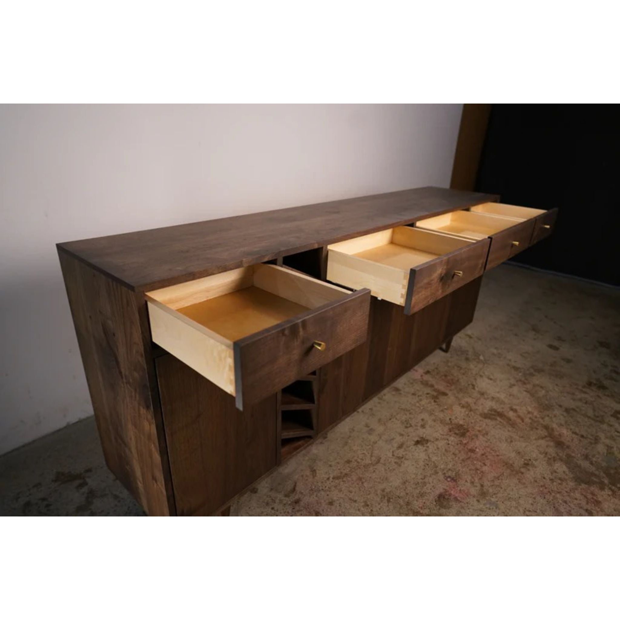 Moe Wine Bar BR13 Opened Drawers View by Tomfoolery Wood Co