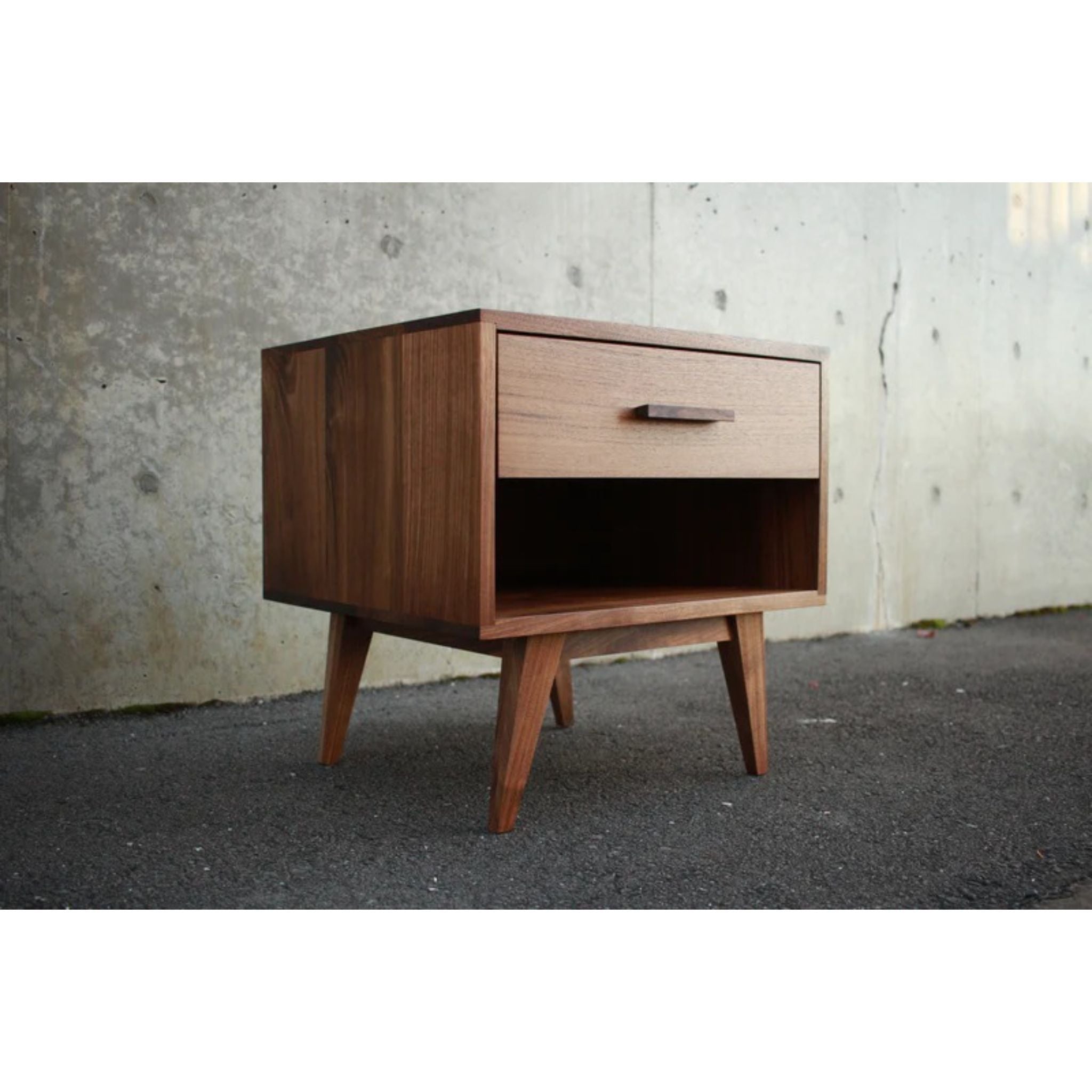 Moline Nightstand End Table ET09 Full Side View by Tomfoolery Wood Co
