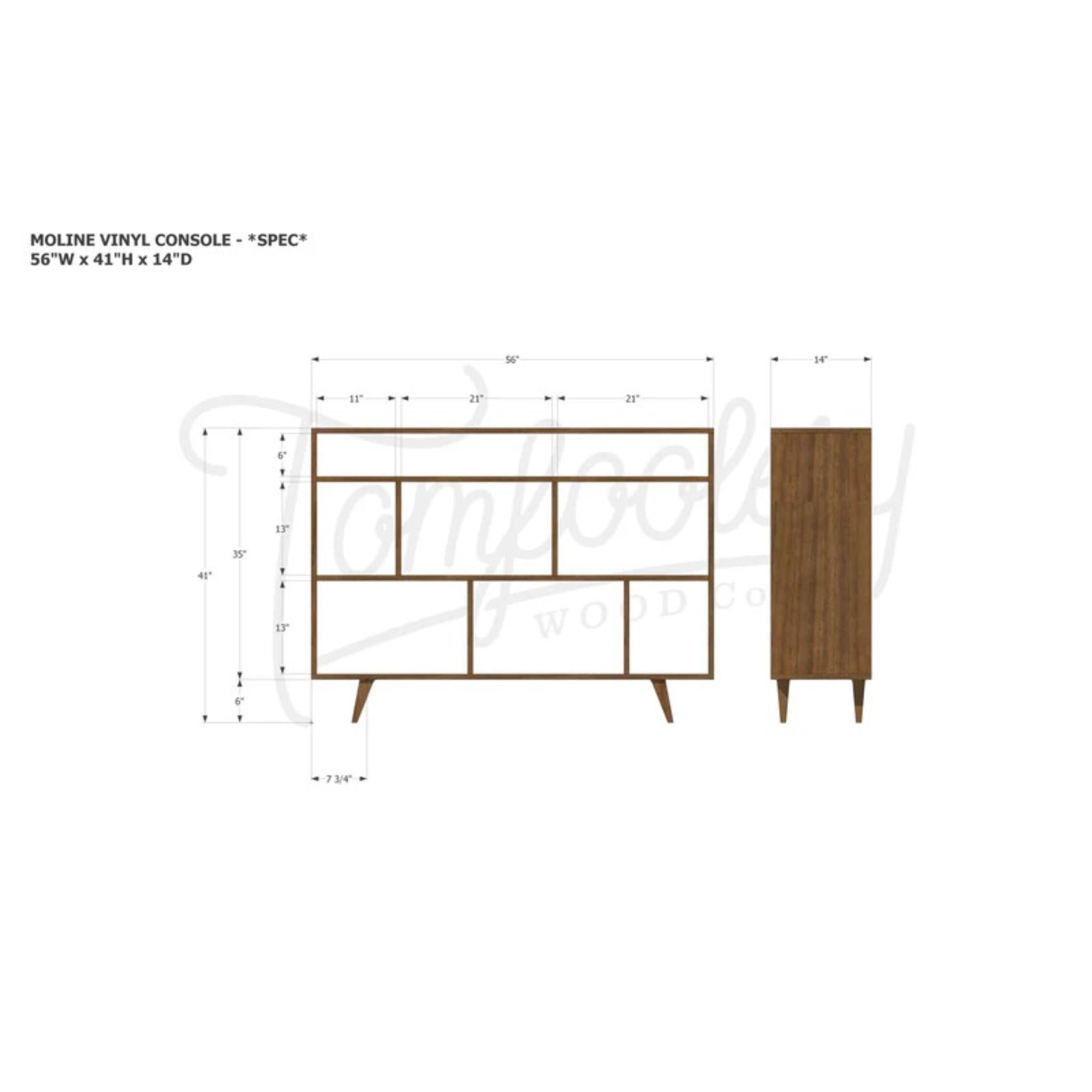 Moline Vinyl Console CN88 Dimensions by Tomfoolery Wood Co