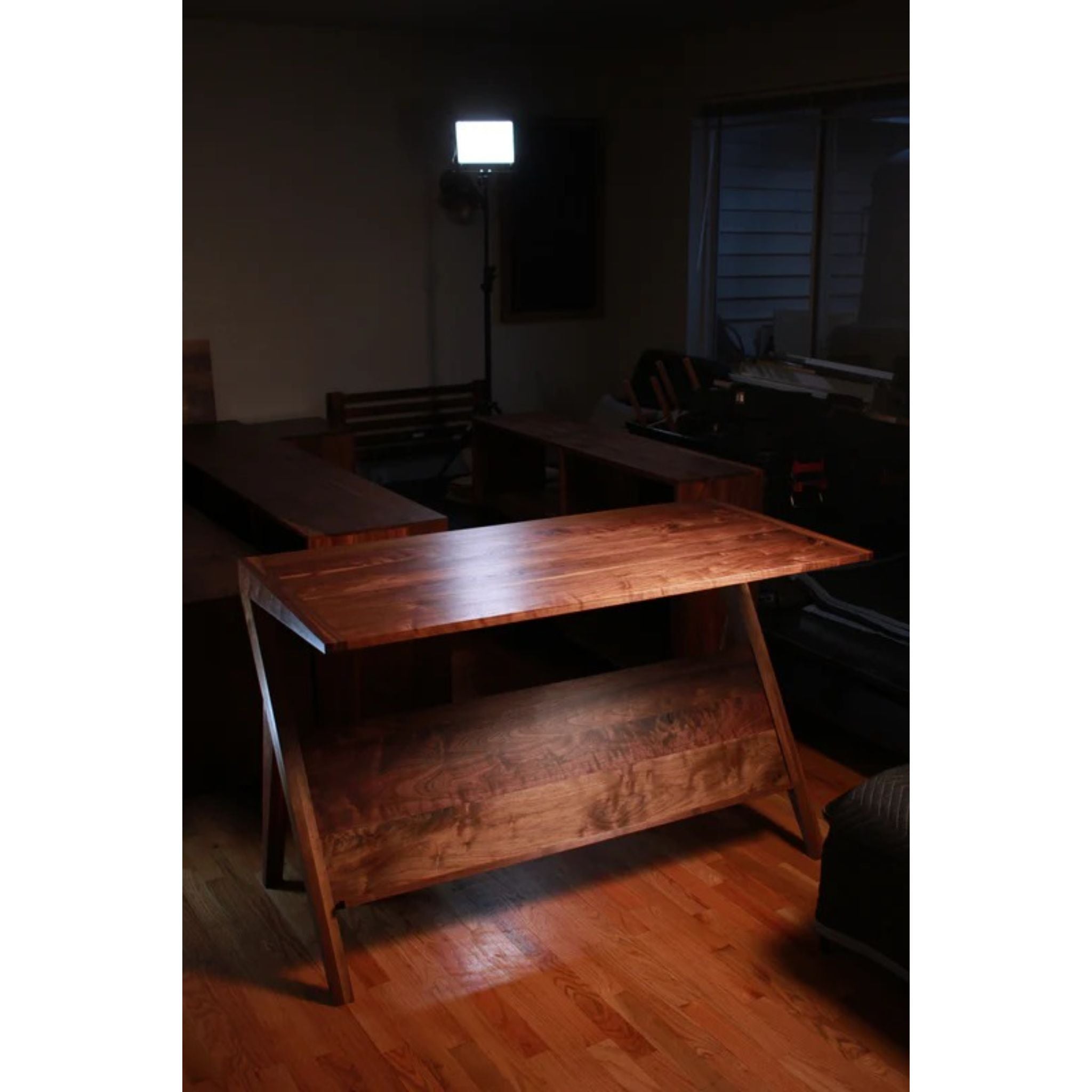 Navarro Sofa Table TB21 Top Side Front View by Tomfoolery Wood Co