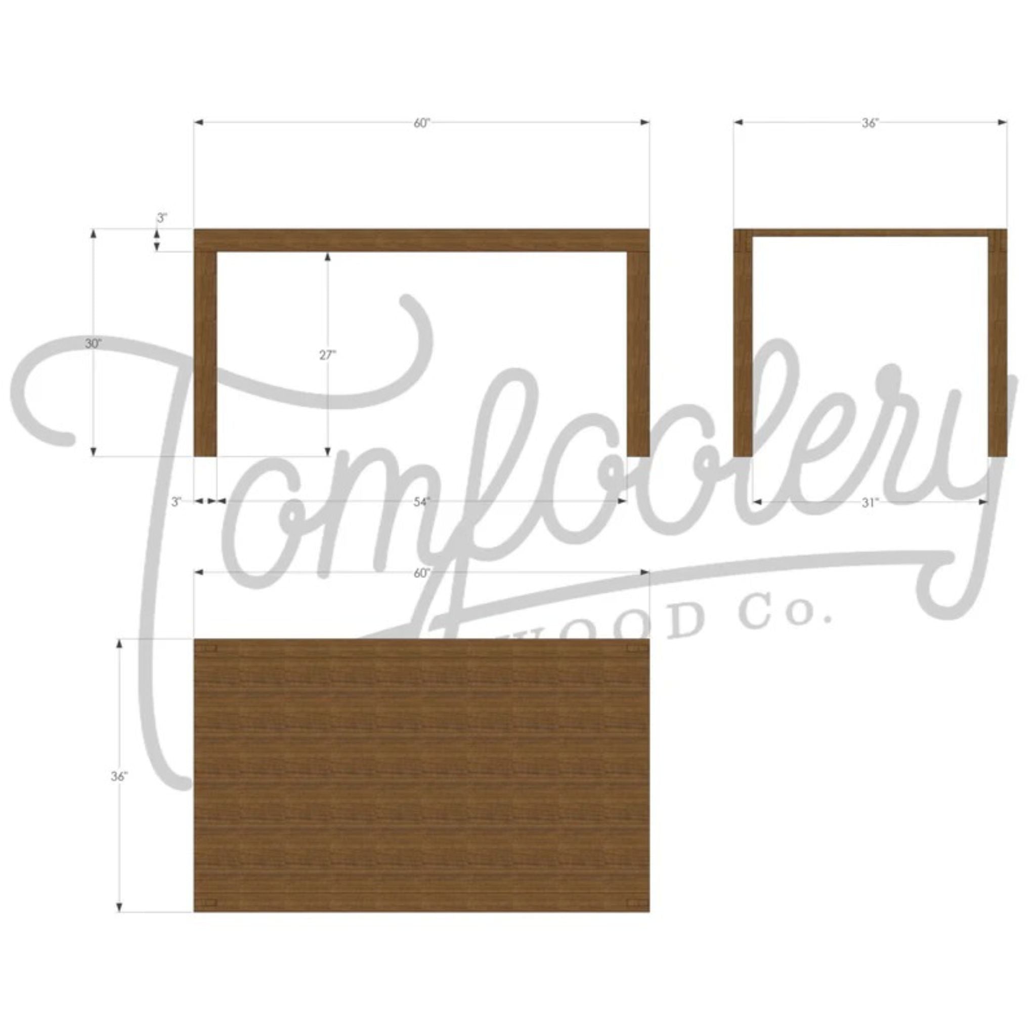 Nisqually Dining Table 60 W TB19 Dimensions by Tomfoolery Wood Co