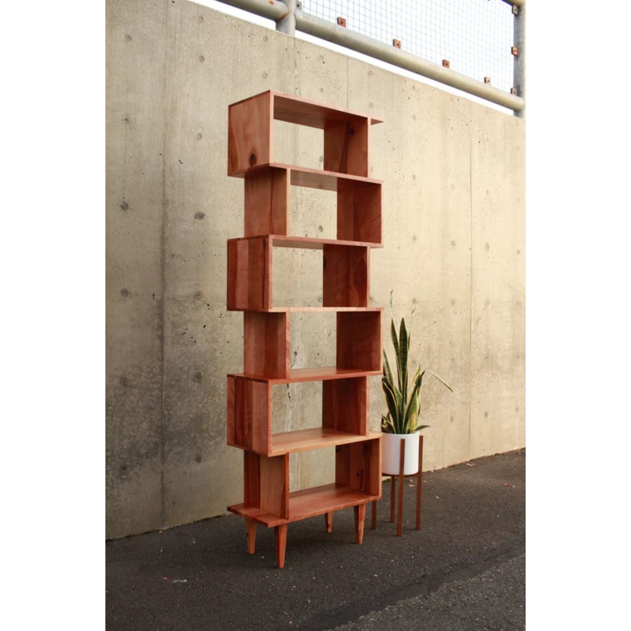 Offstack Bookcase BC25 Full Side View by Tomfoolery Wood Co