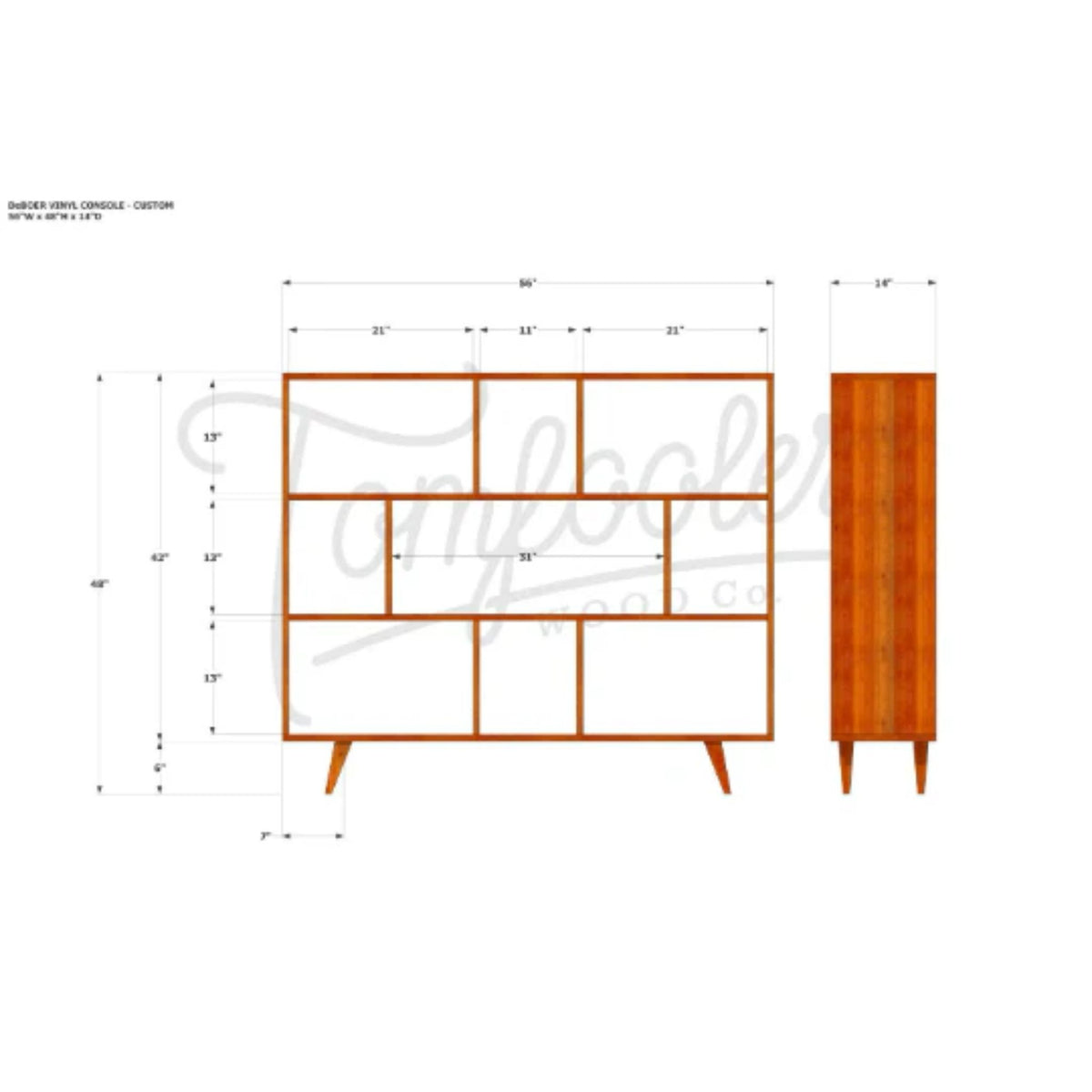 Okopal Vinyl Console CN97 Dimensions by Tomfoolery Wood Co