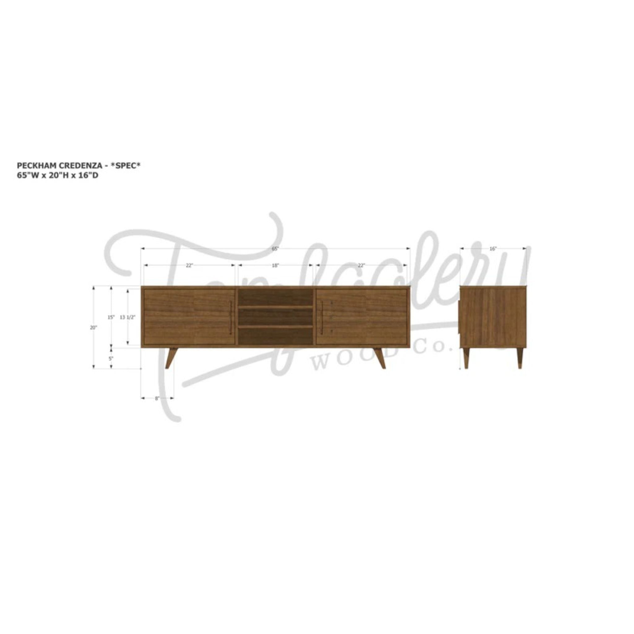 Peckham Console CN75 Dimensions by Tomfoolery Wood Co