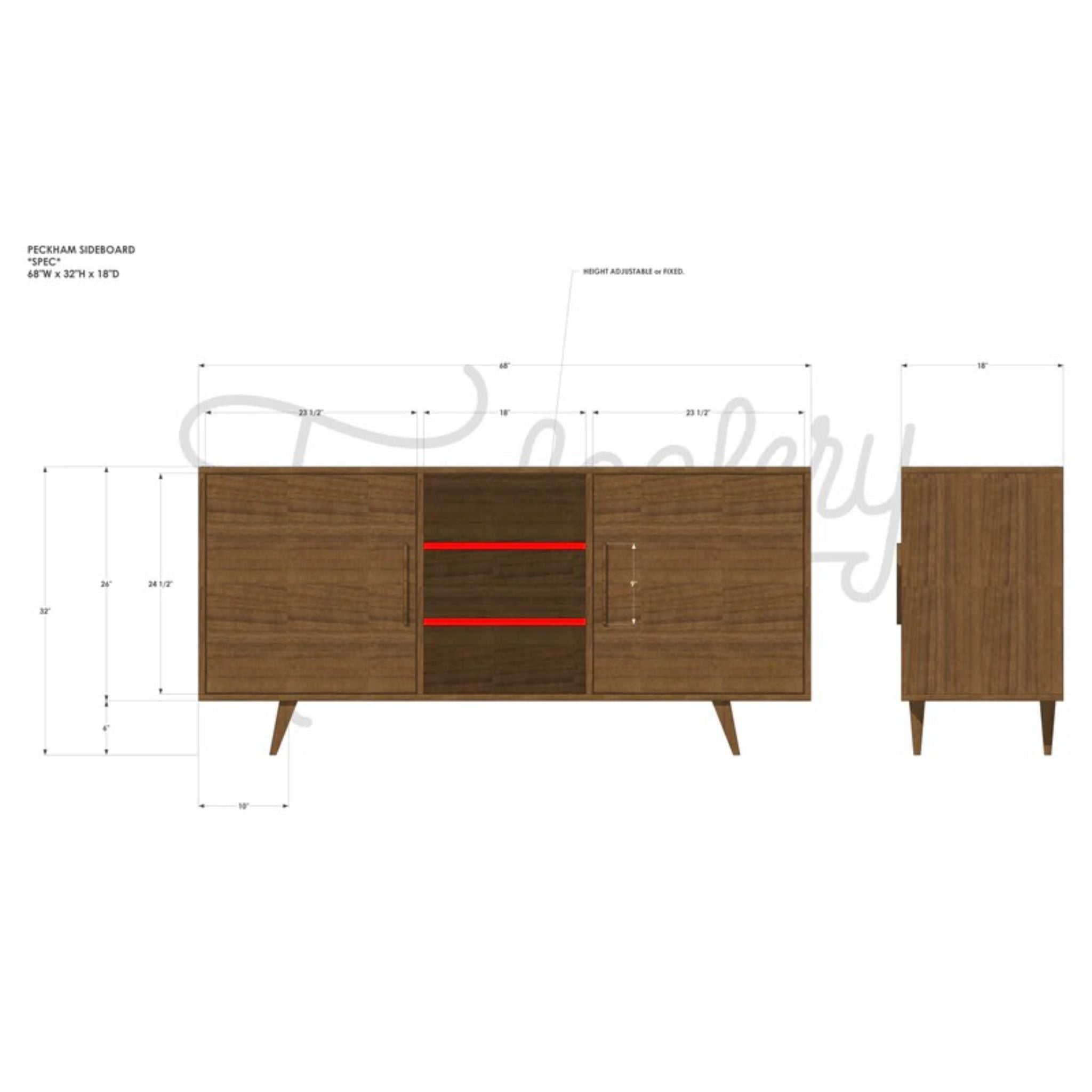 Peckham Sideboard Dimensions by Tomfoolery Wood Co