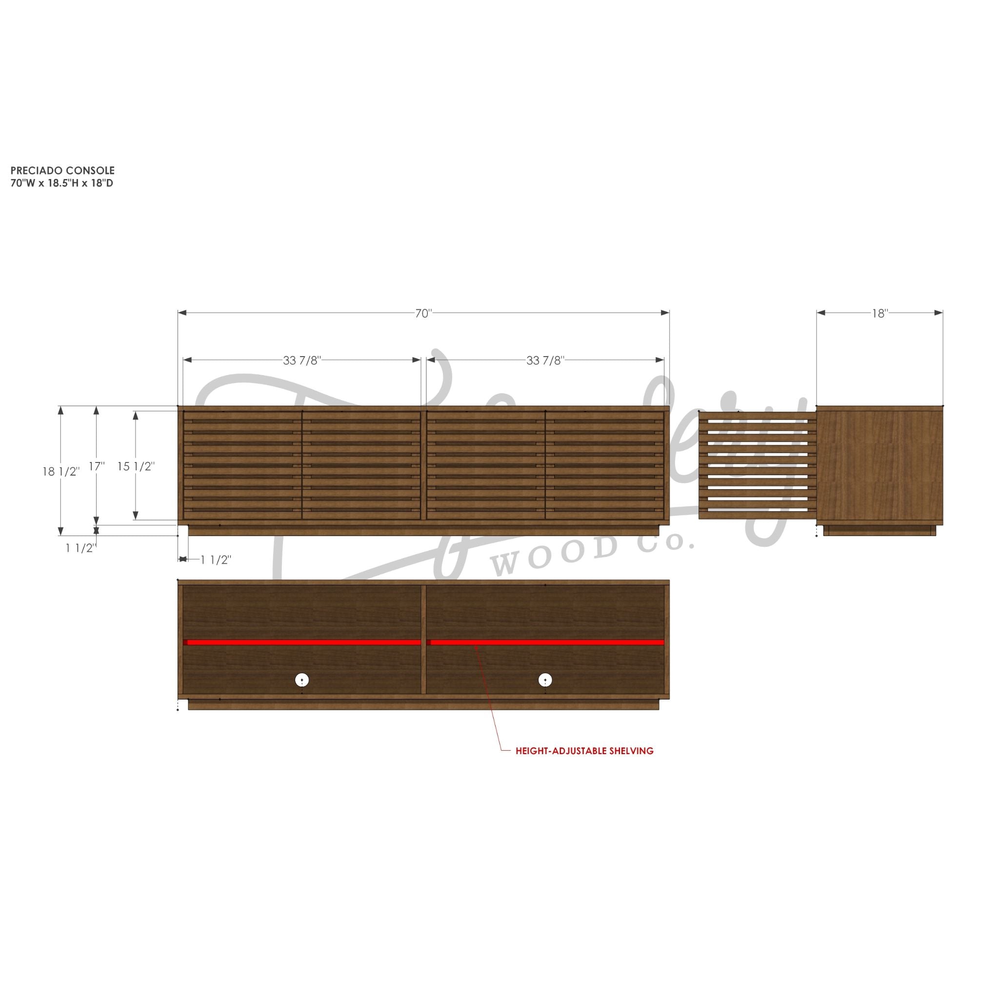 Preciado Console CN04 All Parts by Tomfoolery Wood Co.