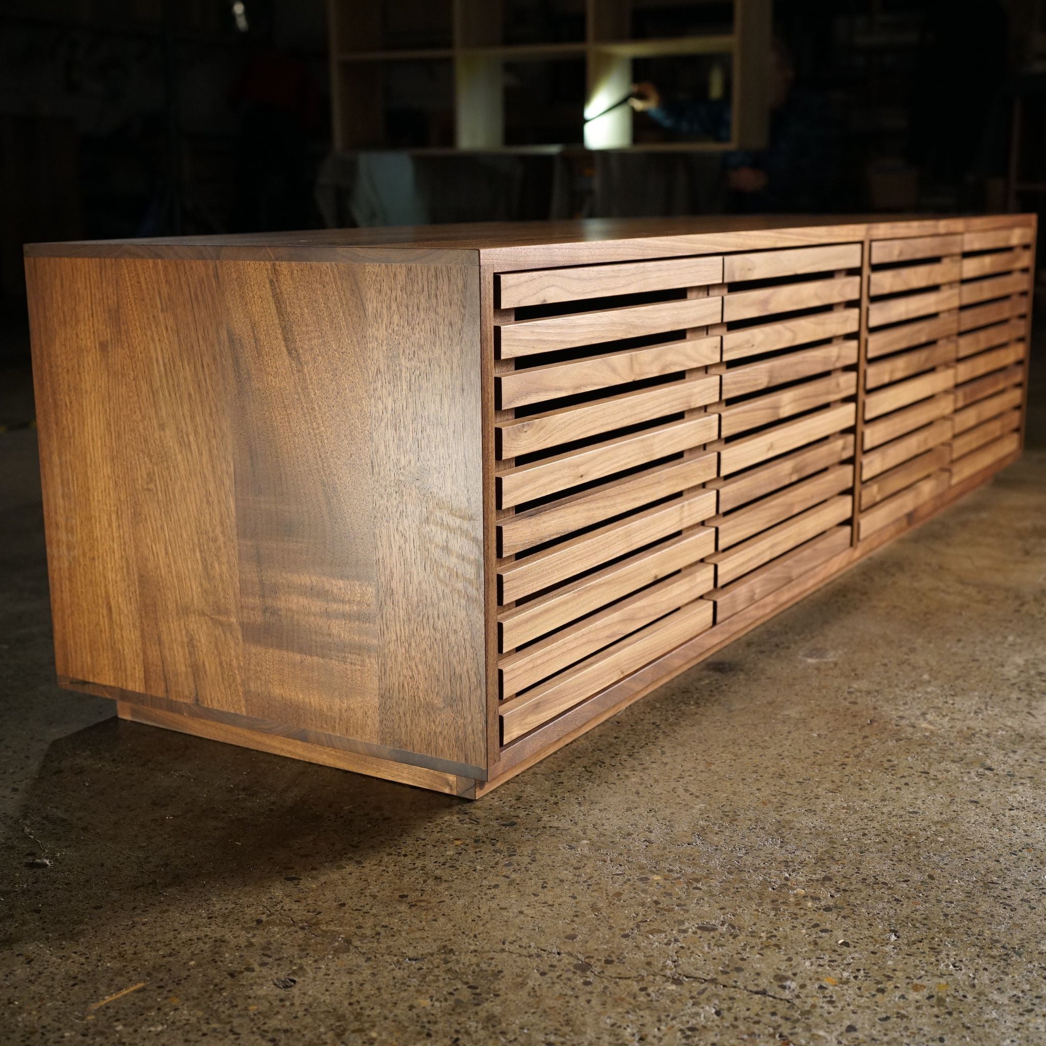 Preciado Console CN04 Full left View by Tomfoolery Wood Co.