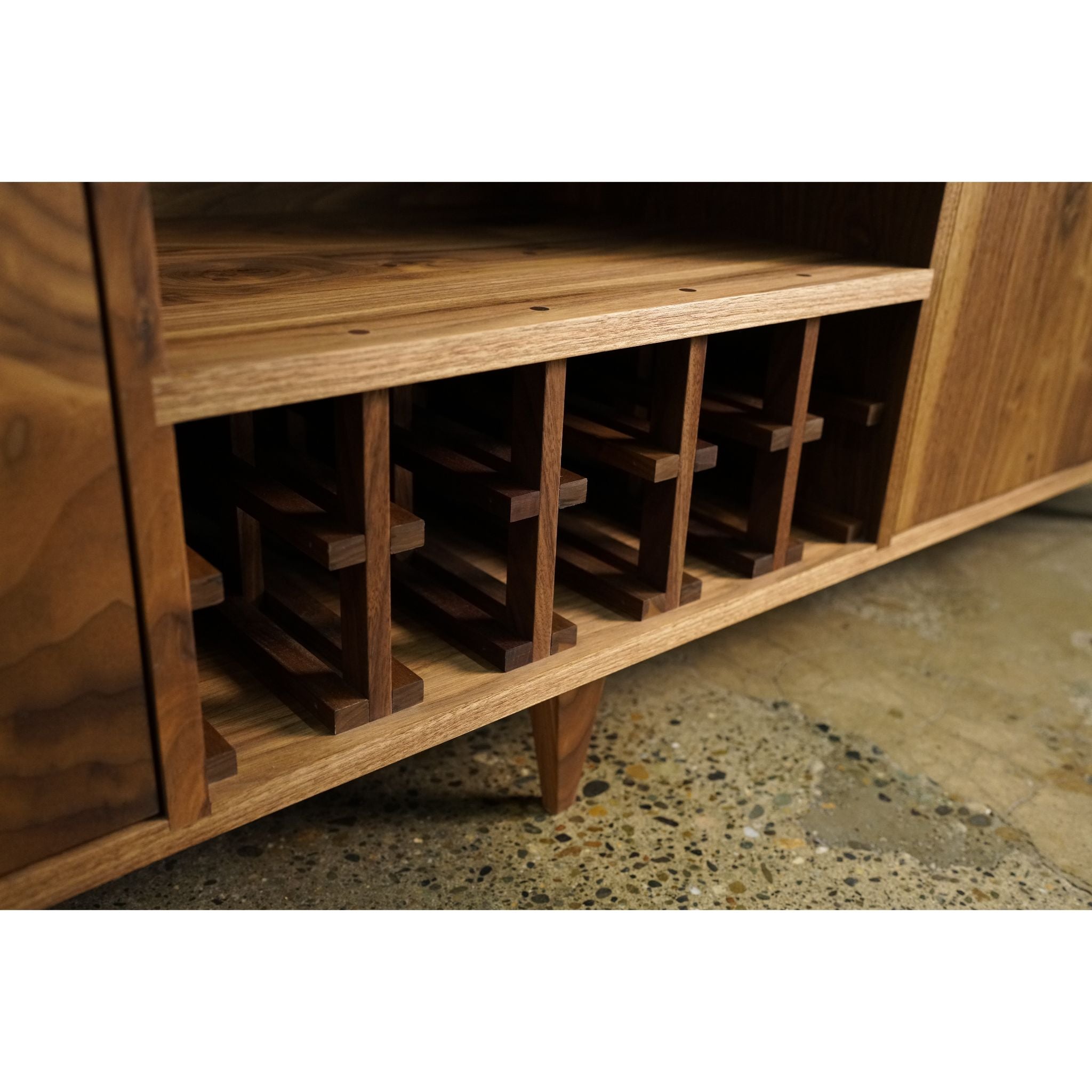 Puccarella Wine Buffet BR18 Middle Bottom View by Tomfoolery Wood Co