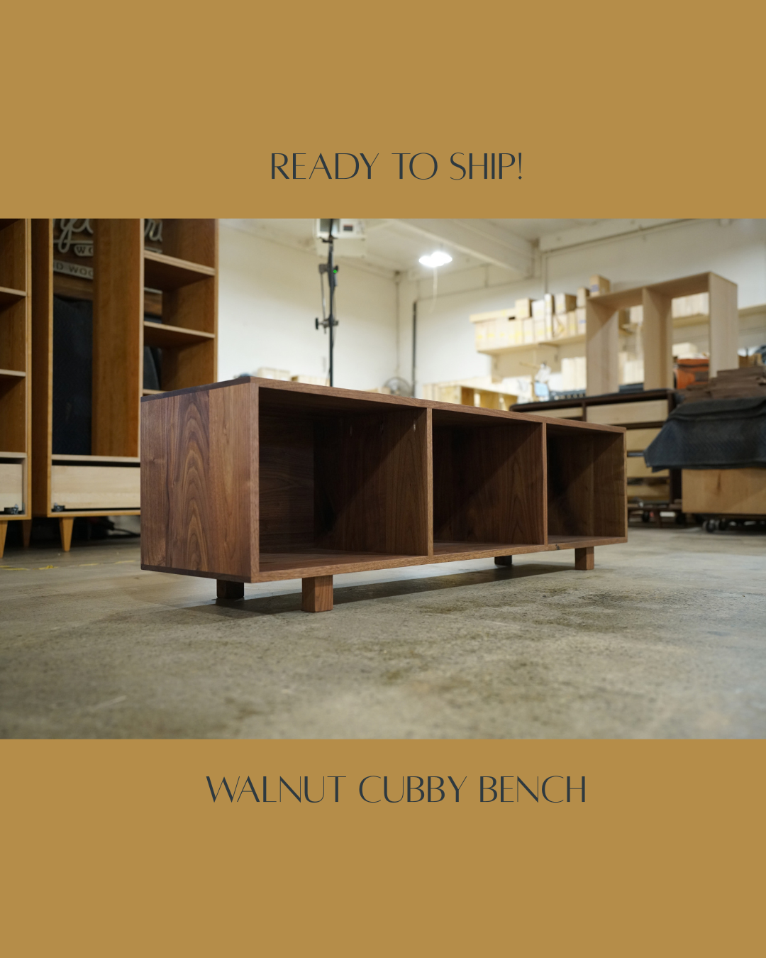 Cubby Bench, in Walnut 60"W, photo 1, by Tomfoolery Wood Co.