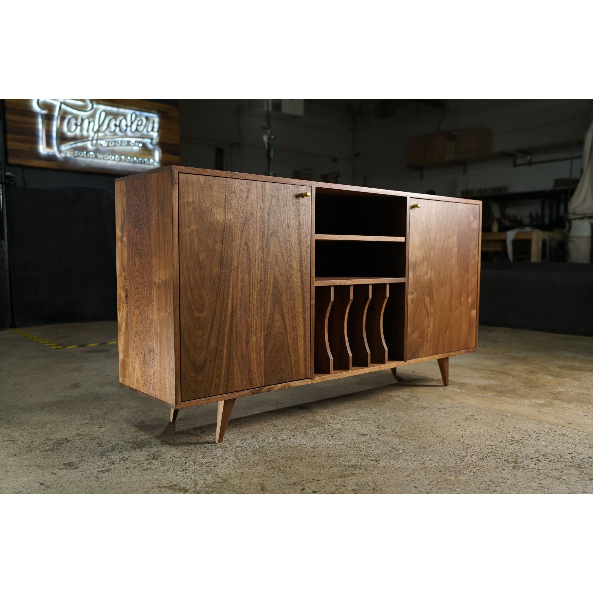Romo Vinyl Console 2.0 CN100 Front Left View by Tomfoolery Wood Co