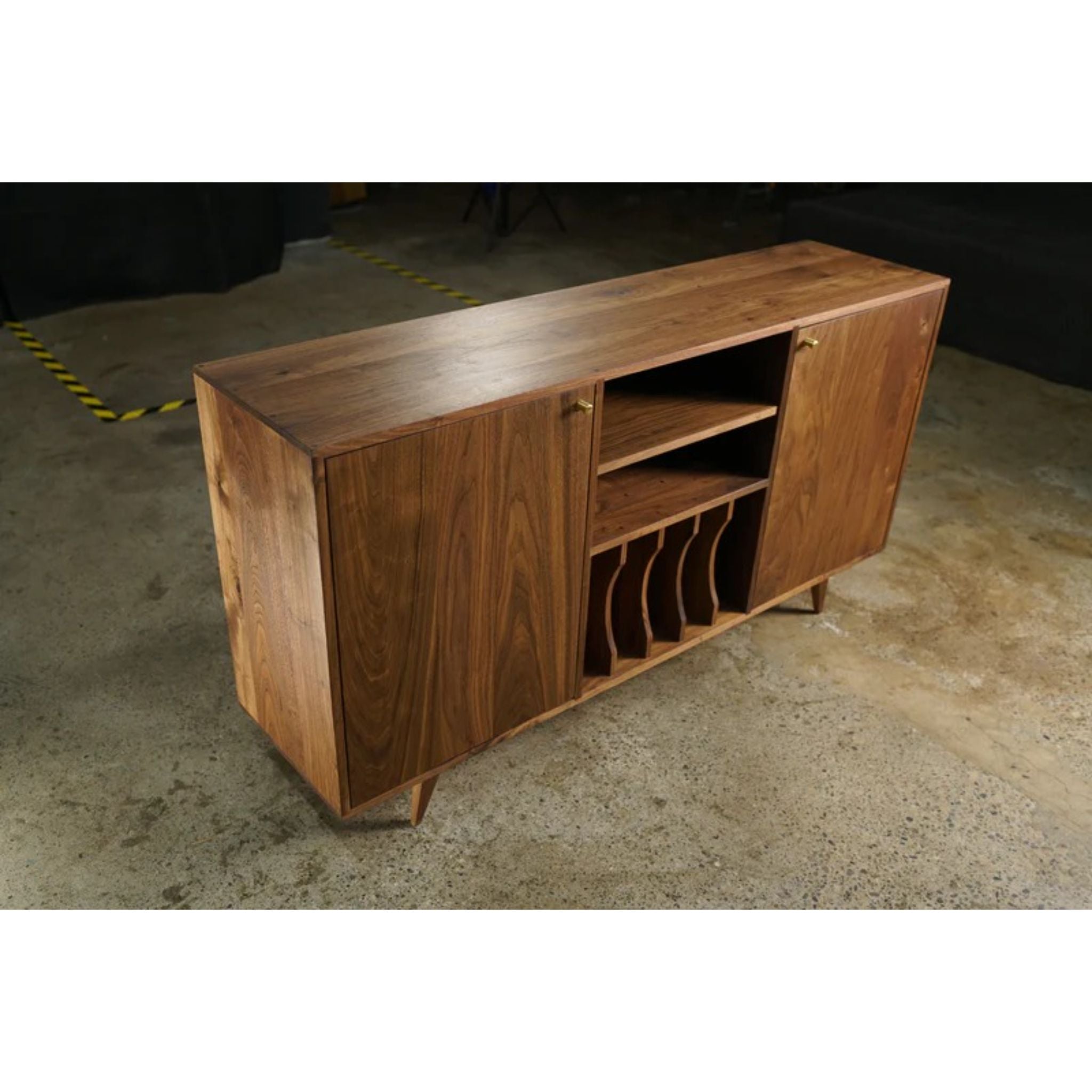 Romo Vinyl Console 2.0 CN100 Top Side View by Tomfoolery Wood Co