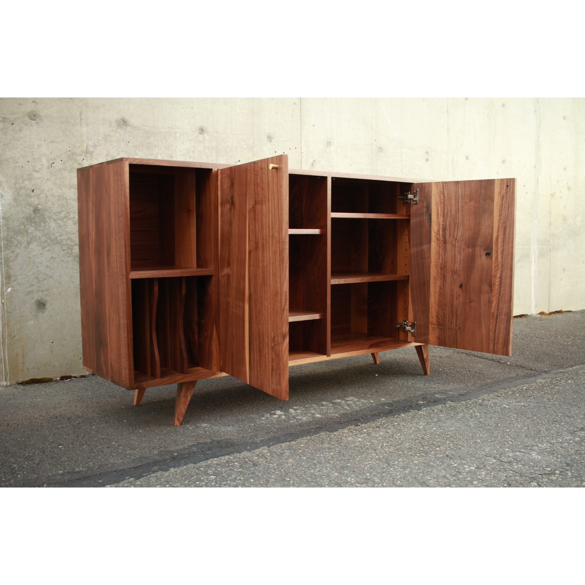 Romo Vinyl Console CN101 Opened Doors View by Tomfoolery Wood Co