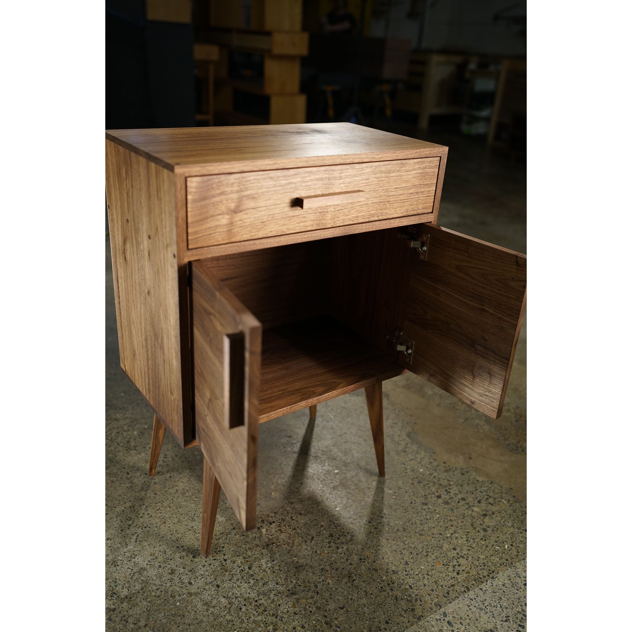 Rosenberg Foyer Table (Alt) TB04 Opened Door View by Tomfoolery Wood Co