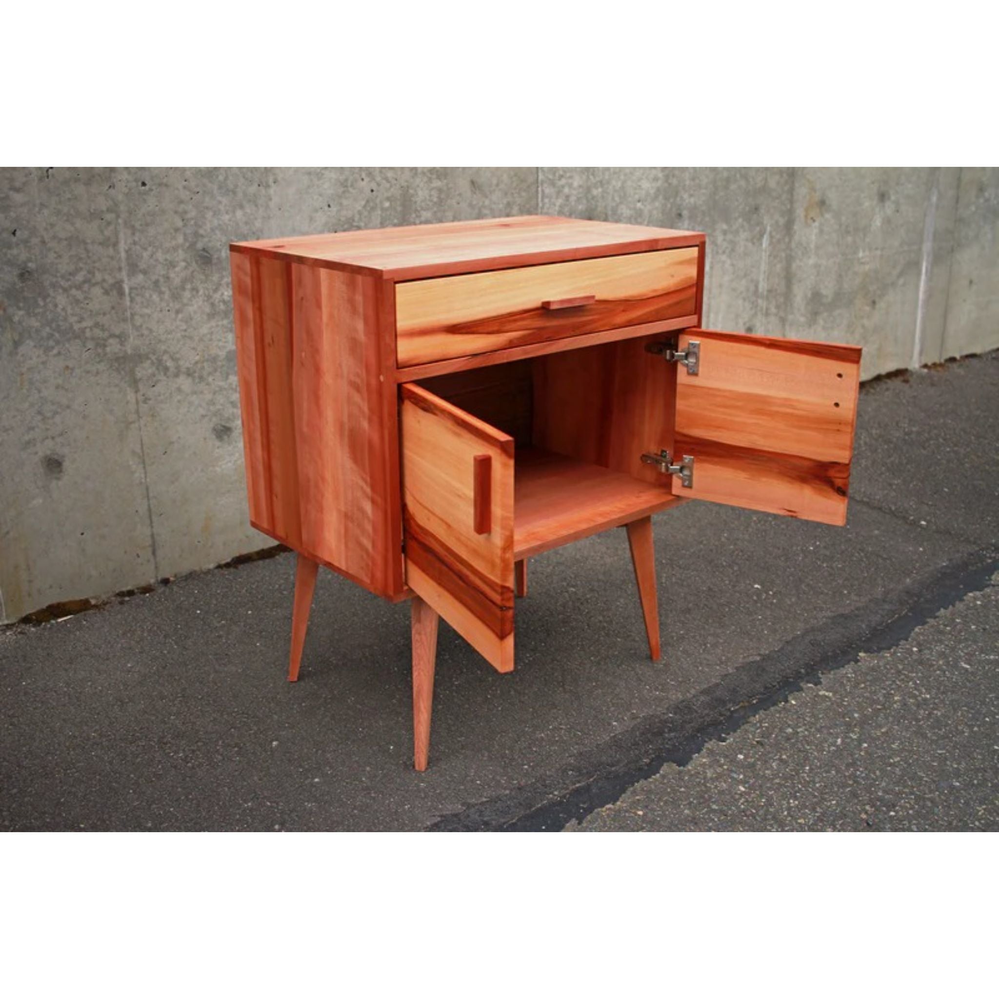 Rosenberg Foyer Table TB26 Opened Doors Side View by Tomfoolery Wood Co