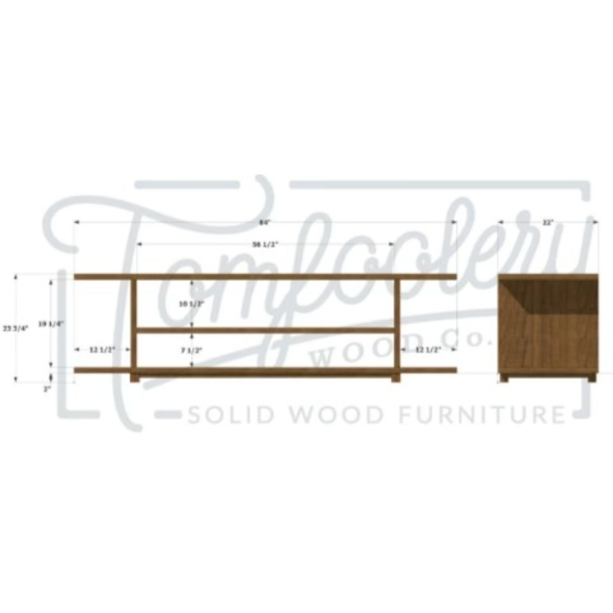 Saki Console Table CN57 Dimensions by Tomfoolery Wood Co