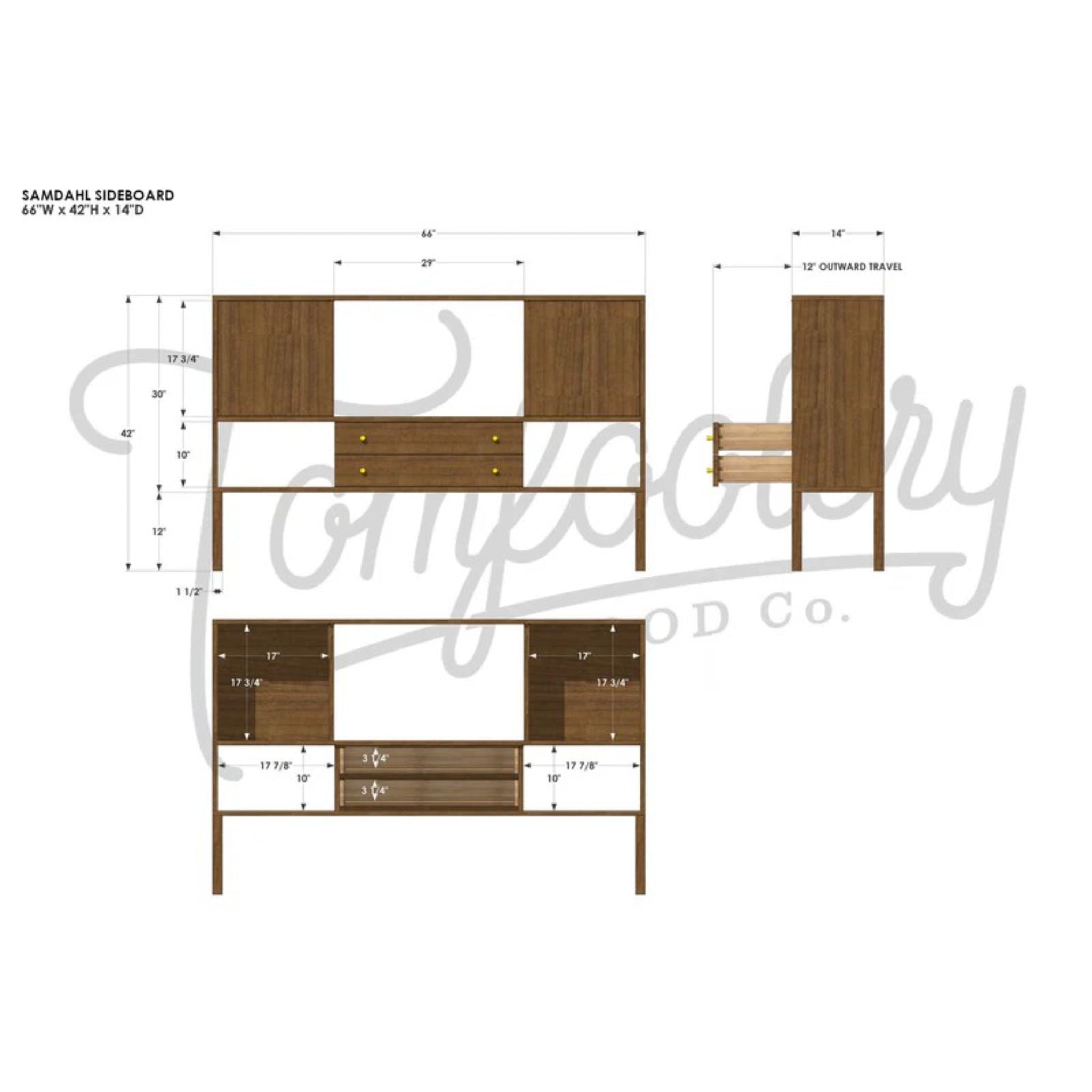 Samdahl Sideboard Dimensions by Tomfoolery Wood Co
