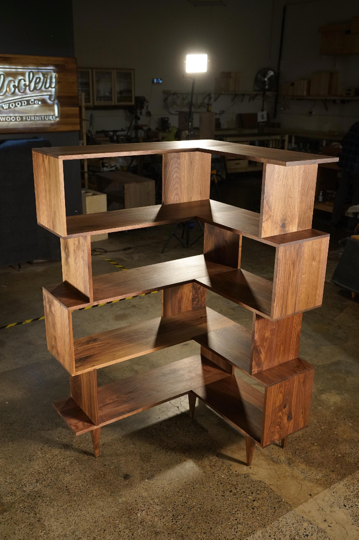 READY TO SHIP Walnut Corner Offstack Bookcase