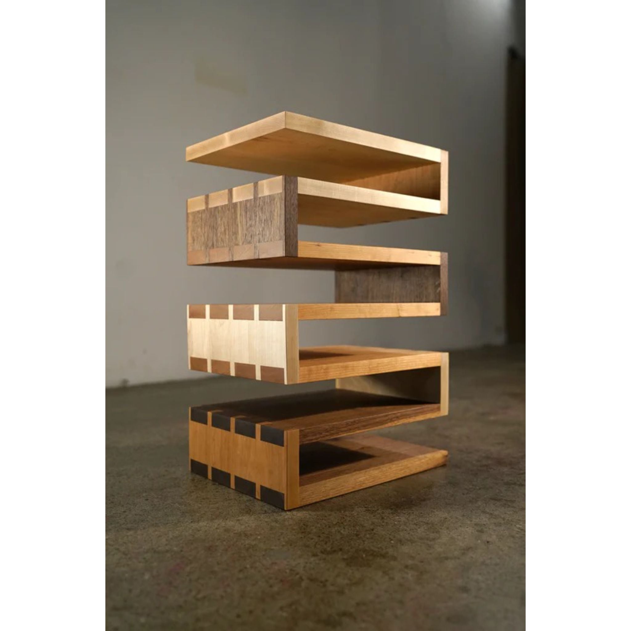 Serpentine End Table ET02 Full Side View by Tomfoolery Wood Co 