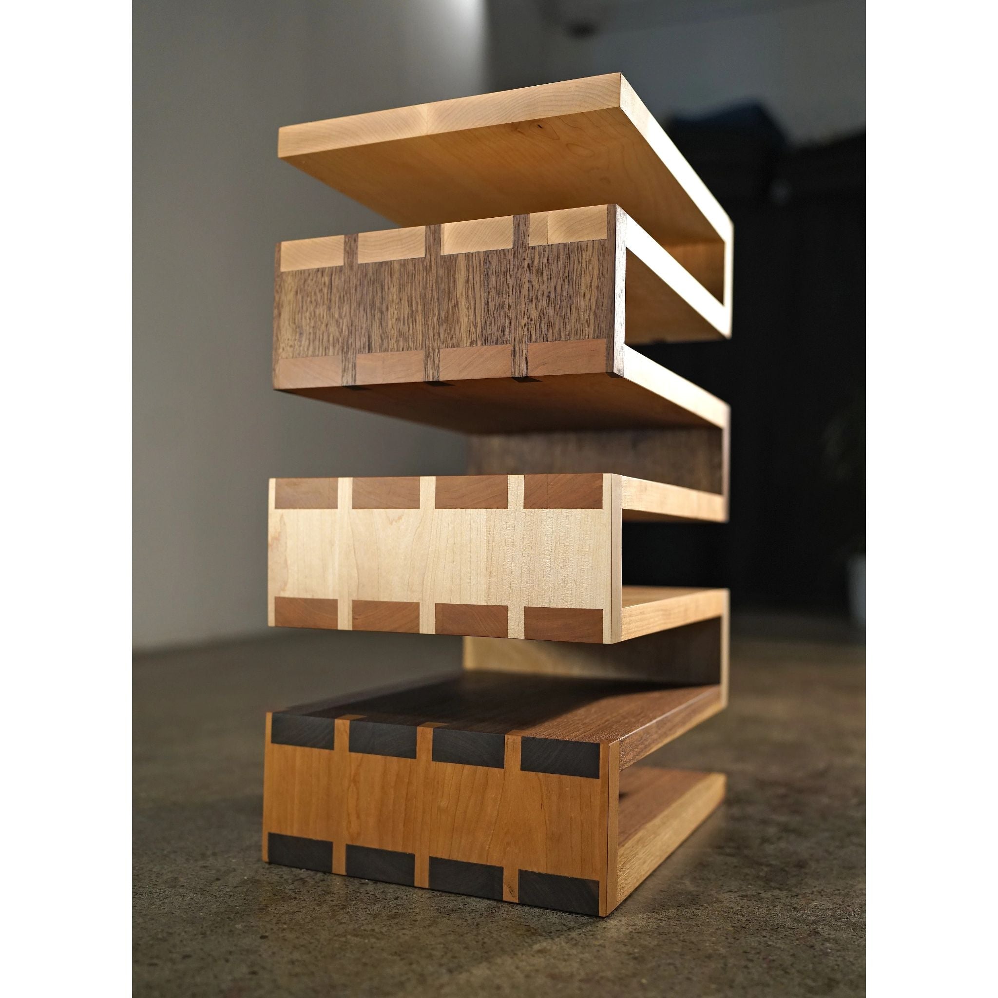 Serpentine End Table ET02 Left Side View by Tomfoolery Wood Co 